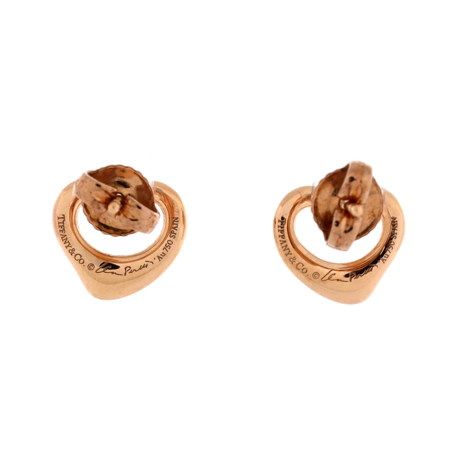 Elsa Peretti Open Heart Earrings 18K Rose Gold 11mm - Image 2