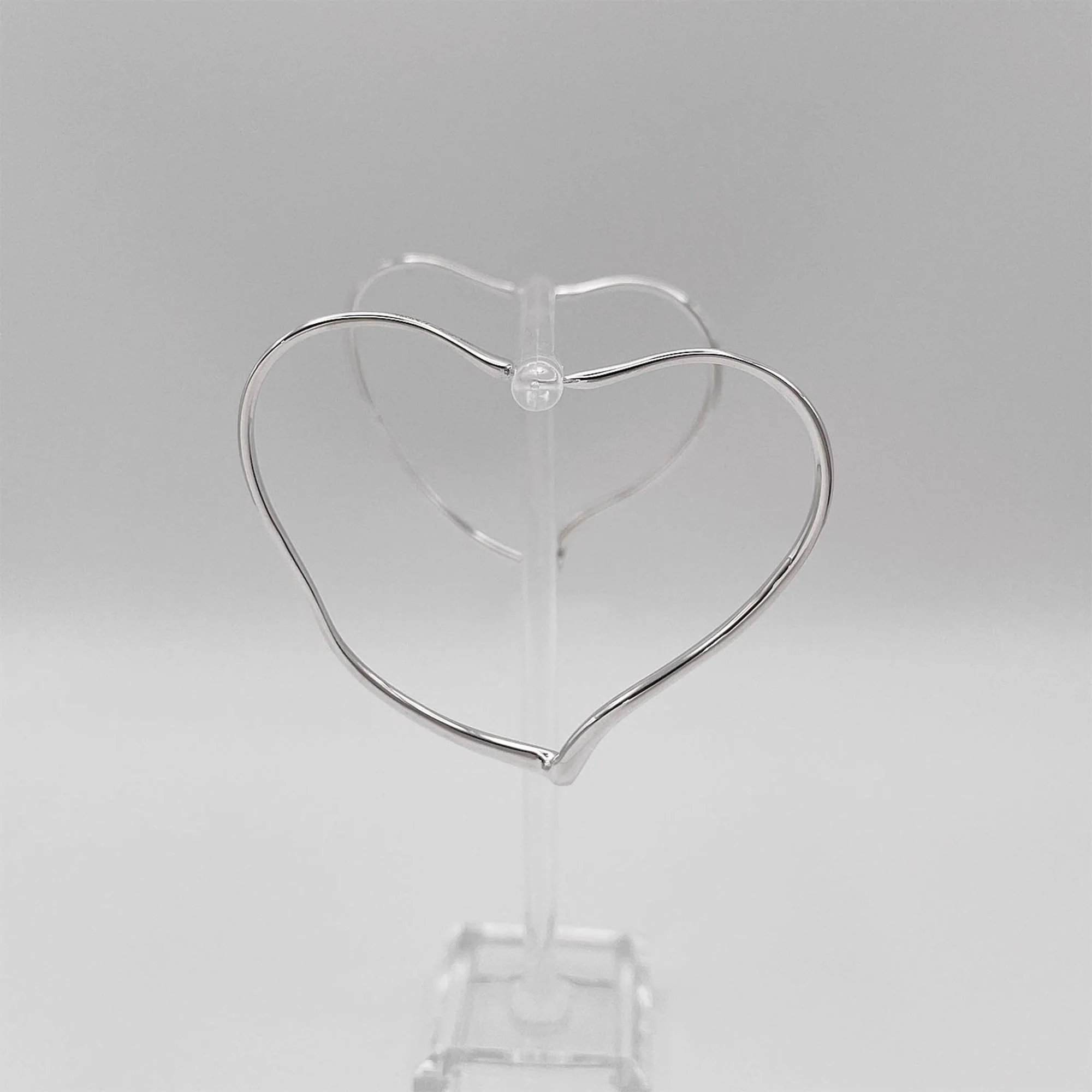Open Heart Earrings Sterling Silver 62mm Sterling Silver - Image 4