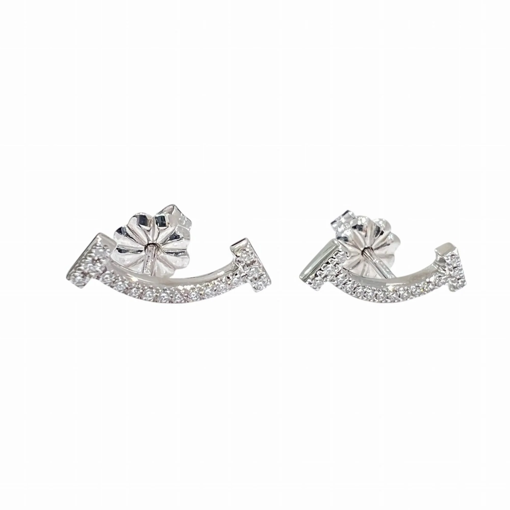 T Smile Mini Pendant Necklace 18K White Gold with Diamonds Earrings 18K White Gold - Image 2