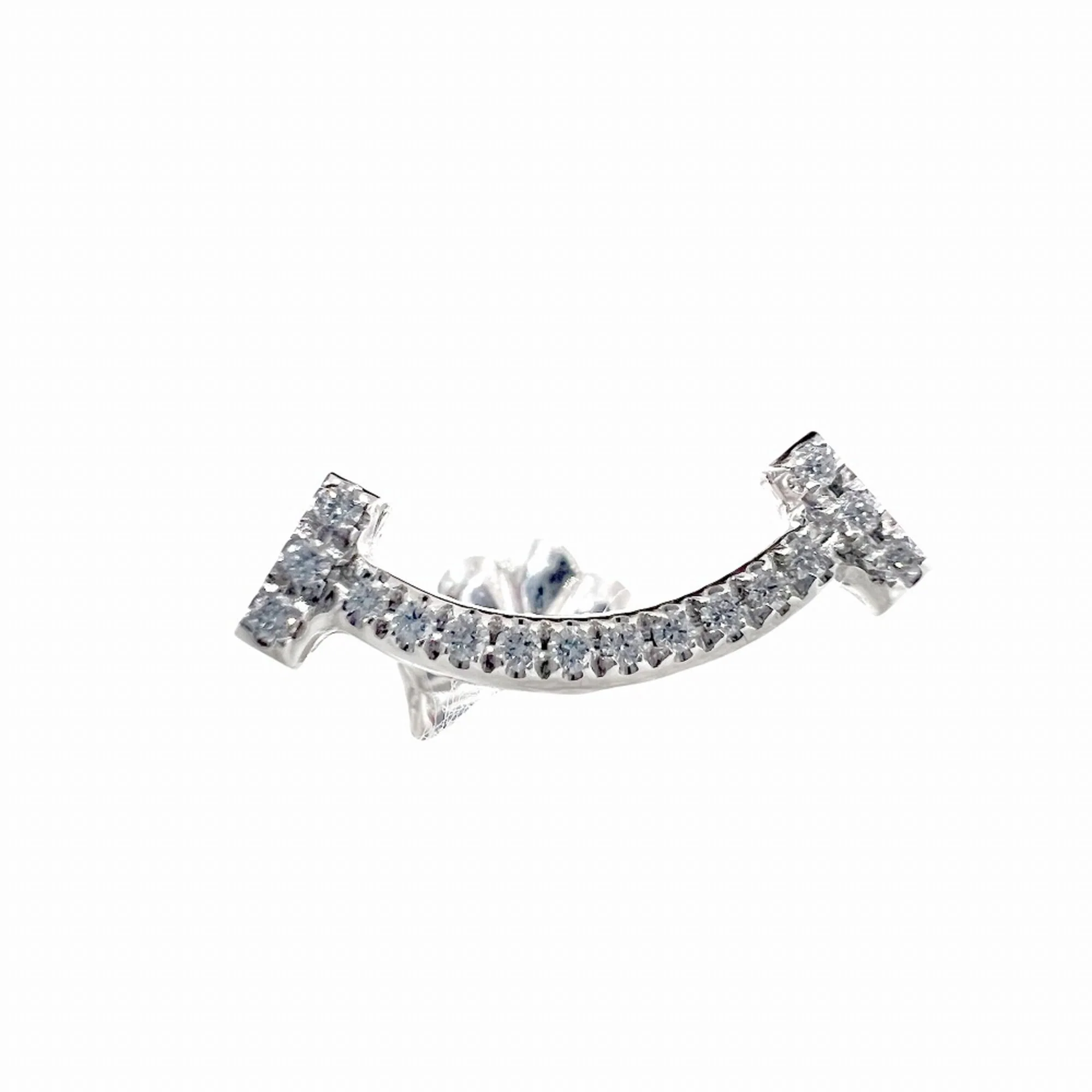 T Smile Mini Pendant Necklace 18K White Gold with Diamonds Earrings 18K White Gold - Image 4