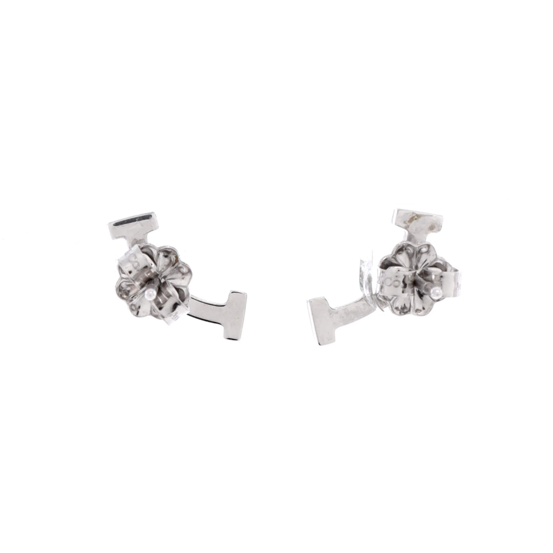 T Smile Stud Earrings 18K White Gold and Diamonds - Image 3
