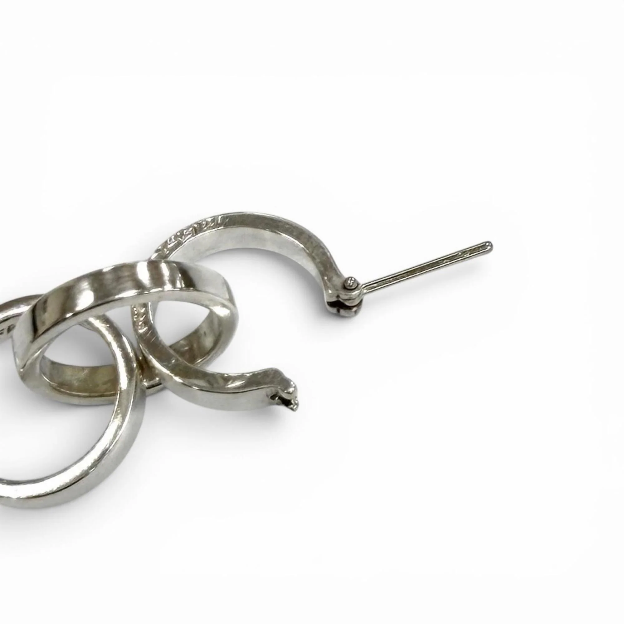 Vintage Earrings Hoop Sterling Silver - Image 5