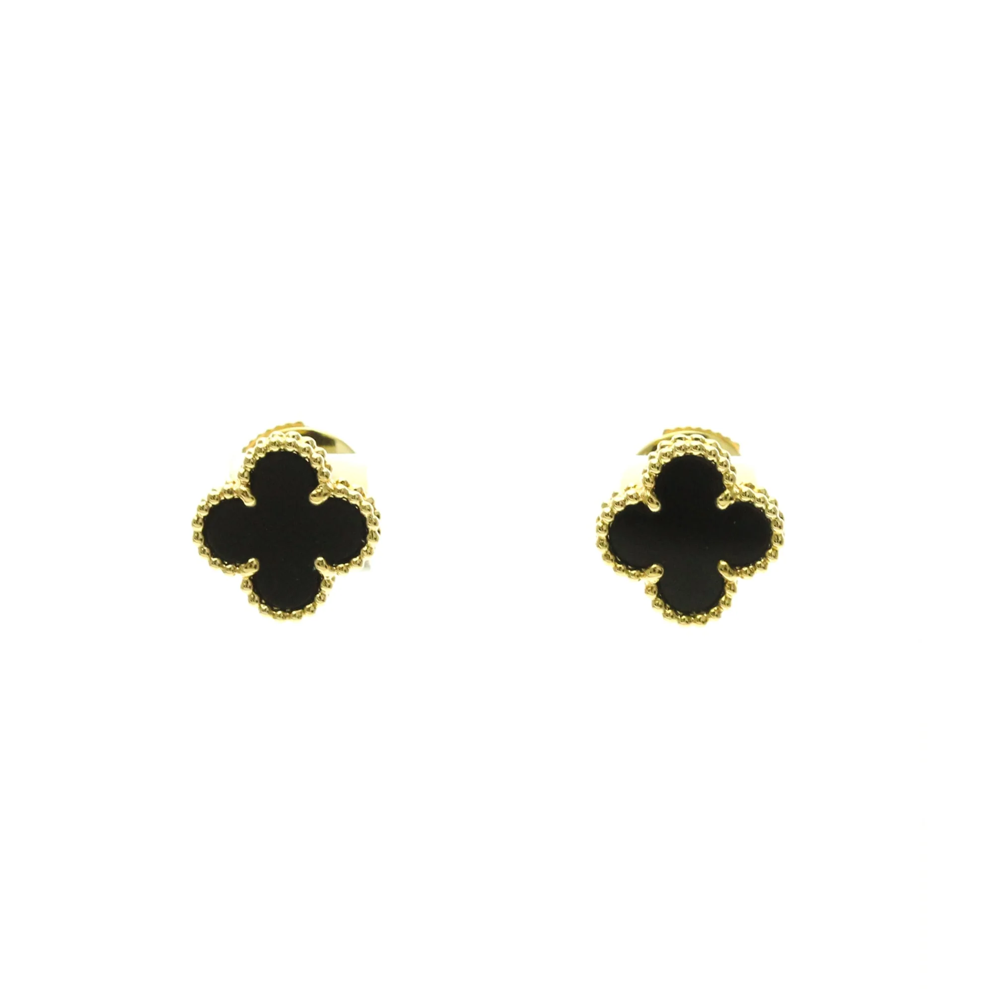 Sweet Alhambra Earrings 18K Yellow Gold and Onyx 18K Yellow Gold