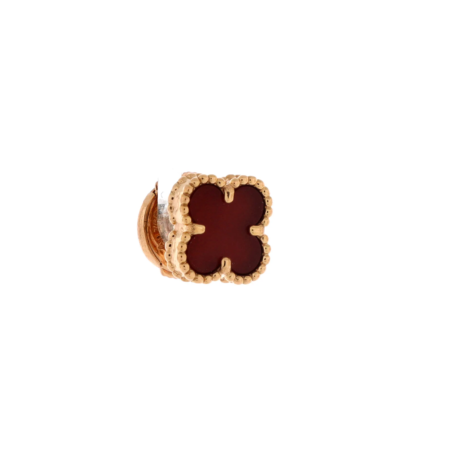 Sweet Alhambra Stud Earrings 18K Rose Gold and Carnelian - Image 3