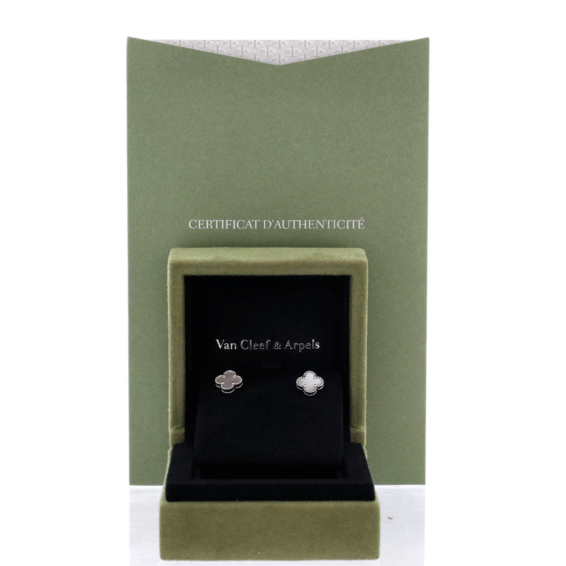 Sweet Alhambra Stud Earrings 18K White Gold and Mother of Pearl - Image 2