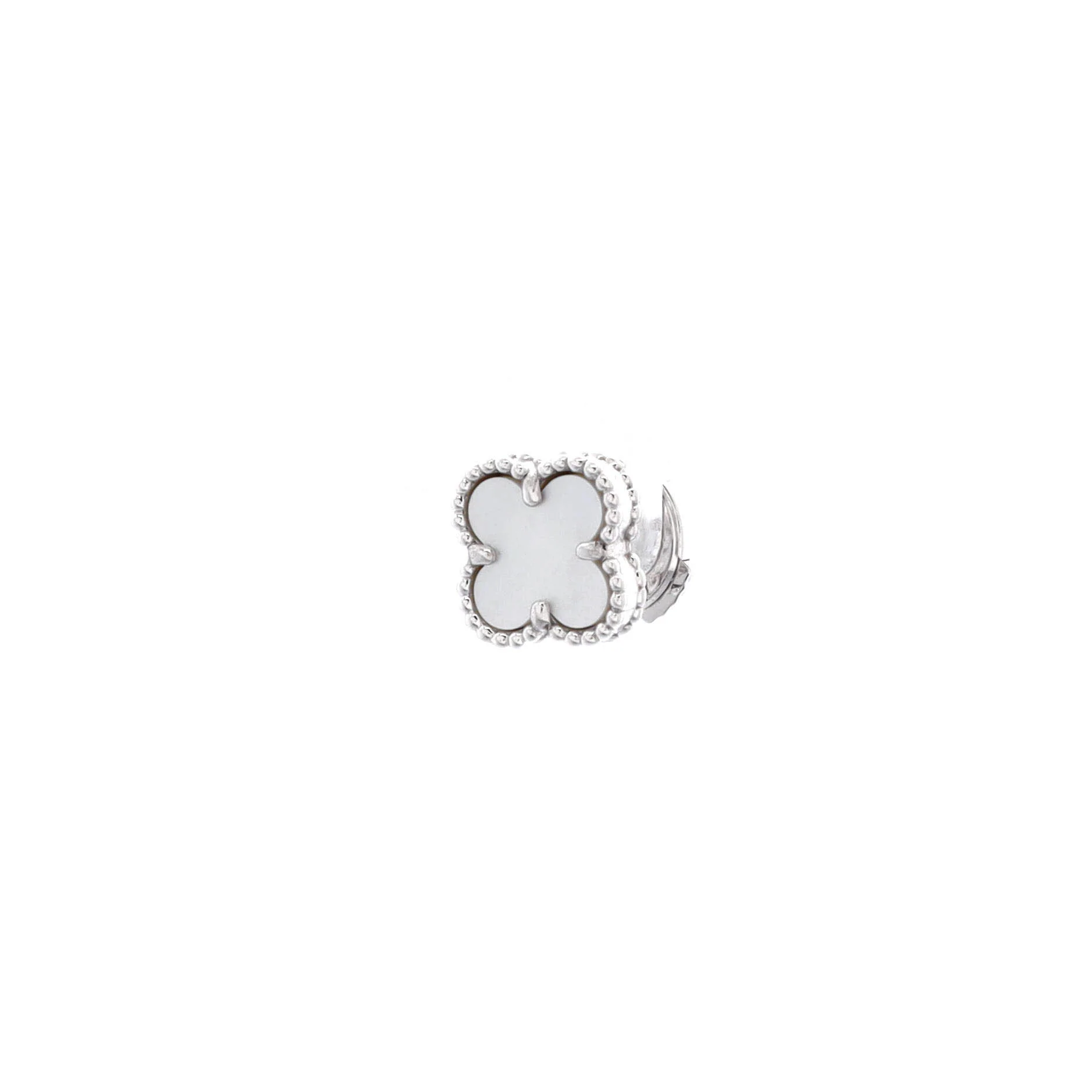 Sweet Alhambra Stud Earrings 18K White Gold and Mother of Pearl - Image 3