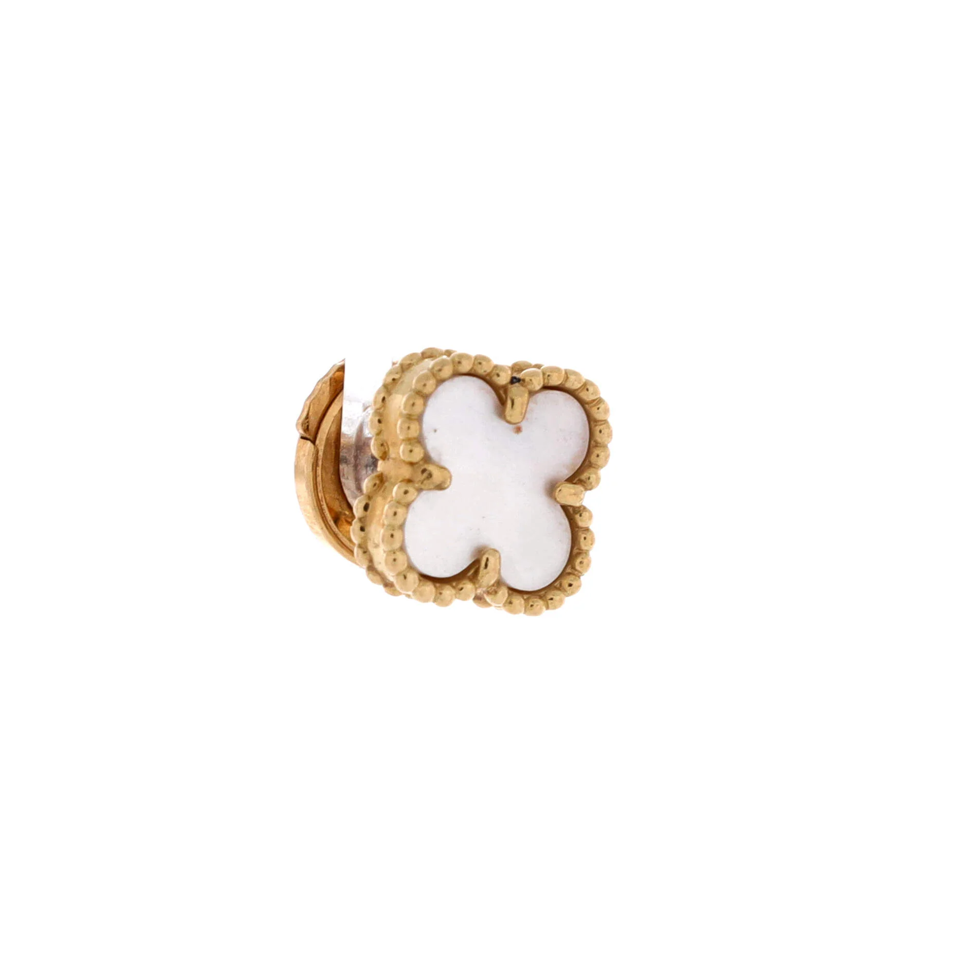 Sweet Alhambra Stud Earrings 18K Yellow Gold and Mother of Pearl - Image 3