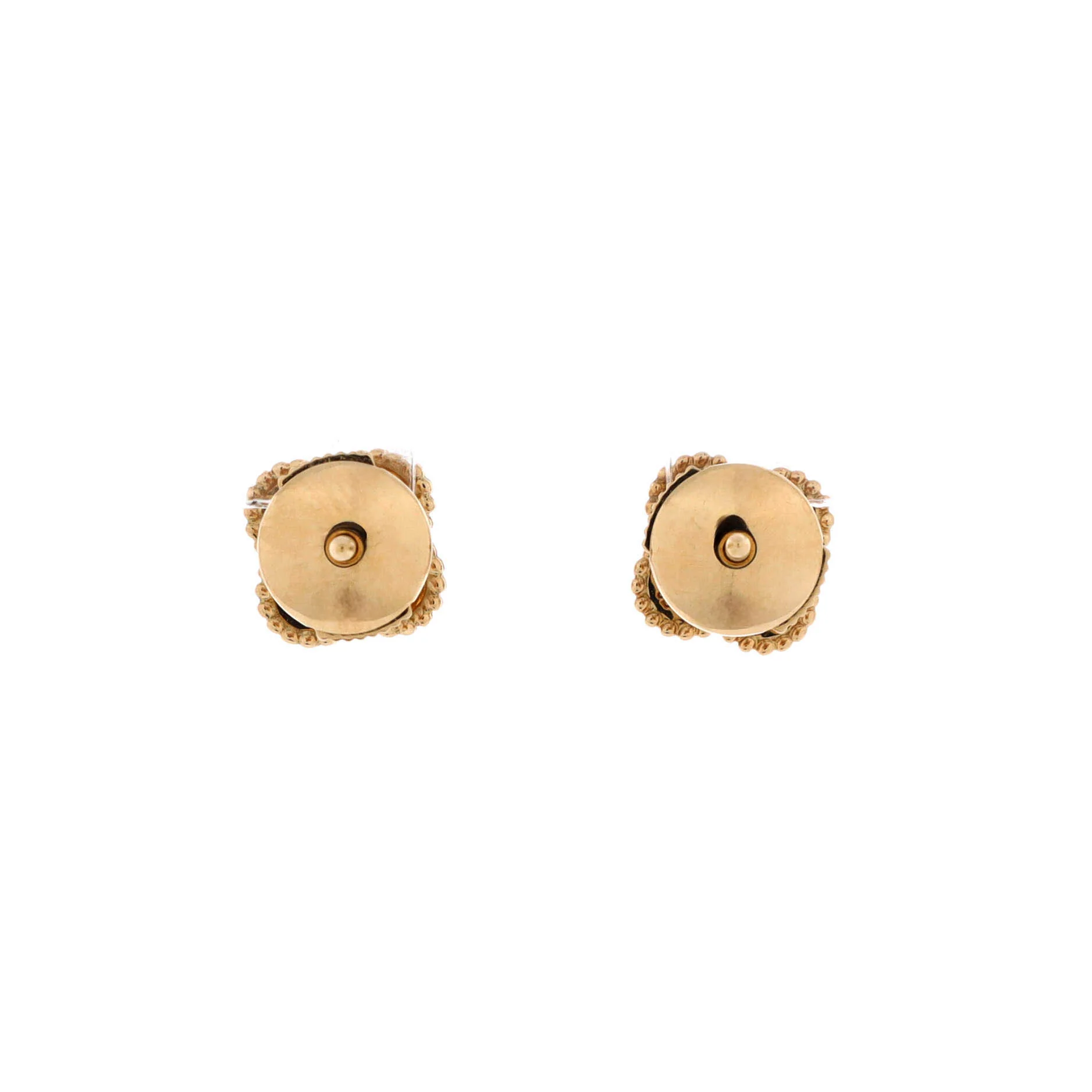 Sweet Alhambra Stud Earrings 18K Yellow Gold and Onyx - Image 3