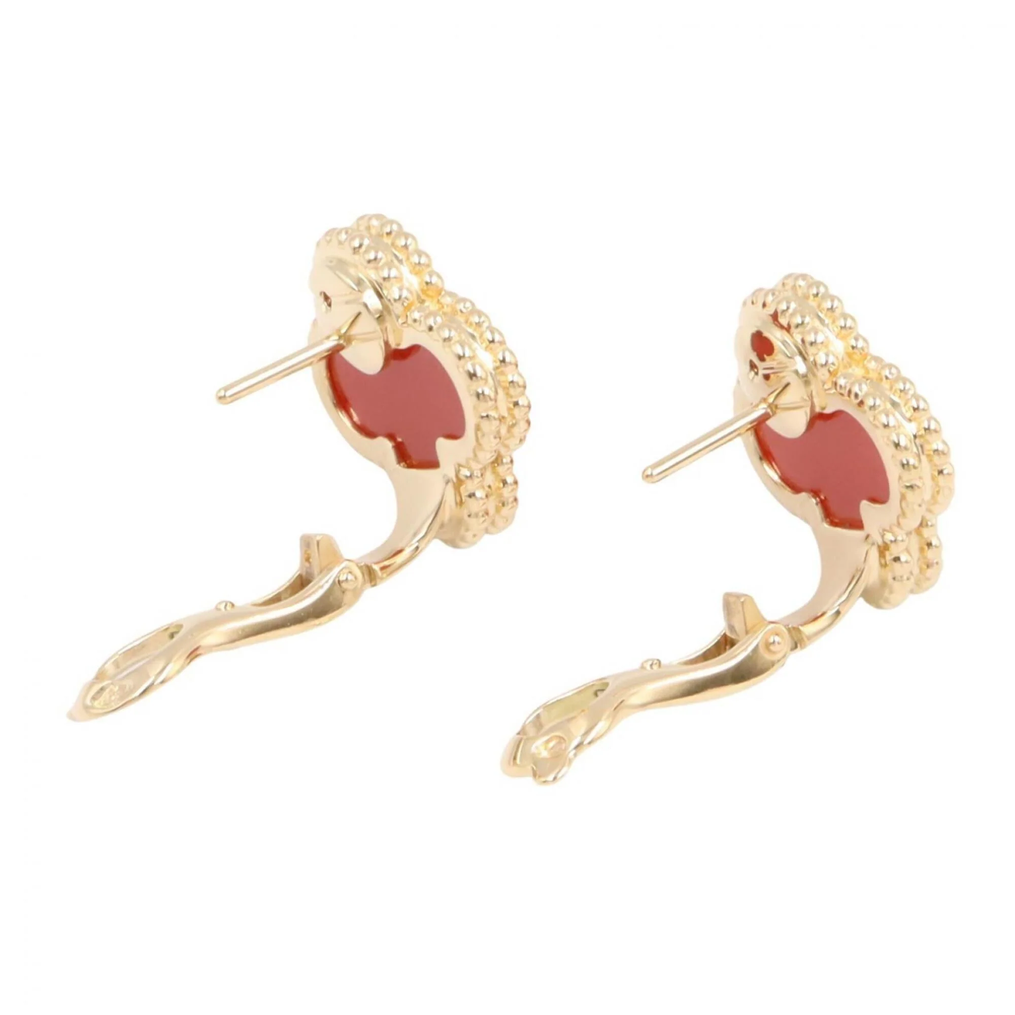 Vintage Alhambra Earrings 18K Yellow Gold and Carnelian 18K Yellow Gold - Image 3