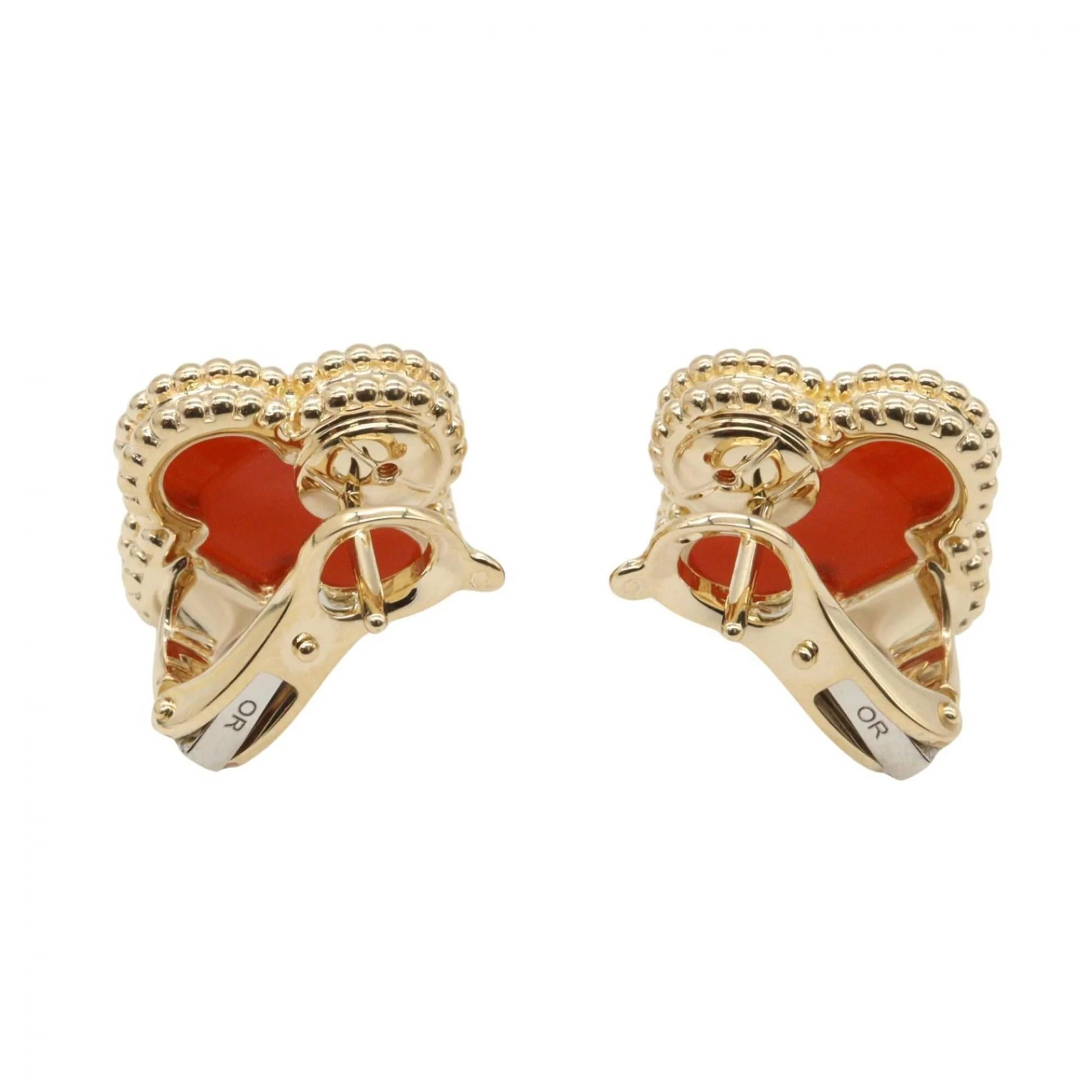 Vintage Alhambra Earrings 18K Yellow Gold and Carnelian 18K Yellow Gold - Image 2