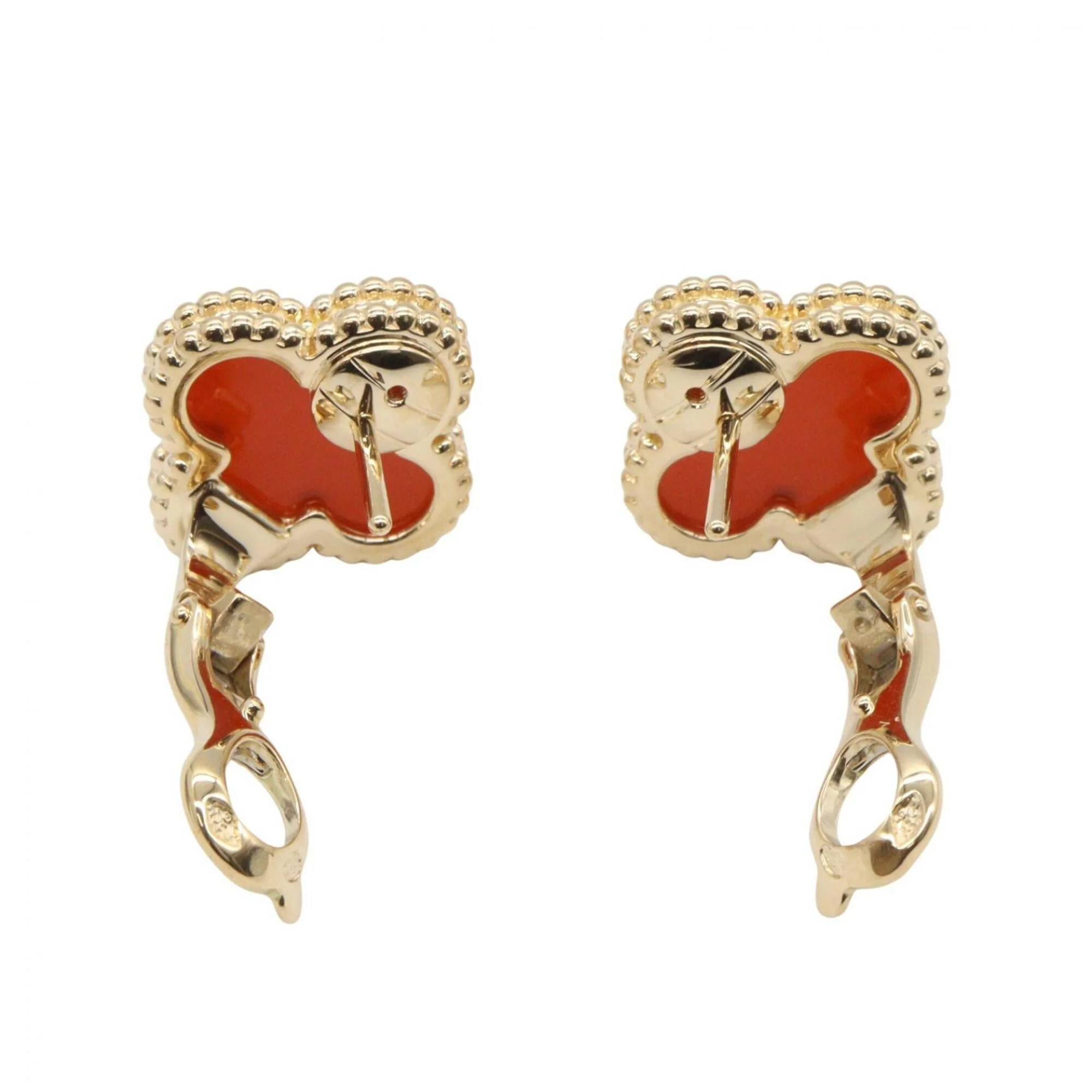 Vintage Alhambra Earrings 18K Yellow Gold and Carnelian 18K Yellow Gold - Image 3