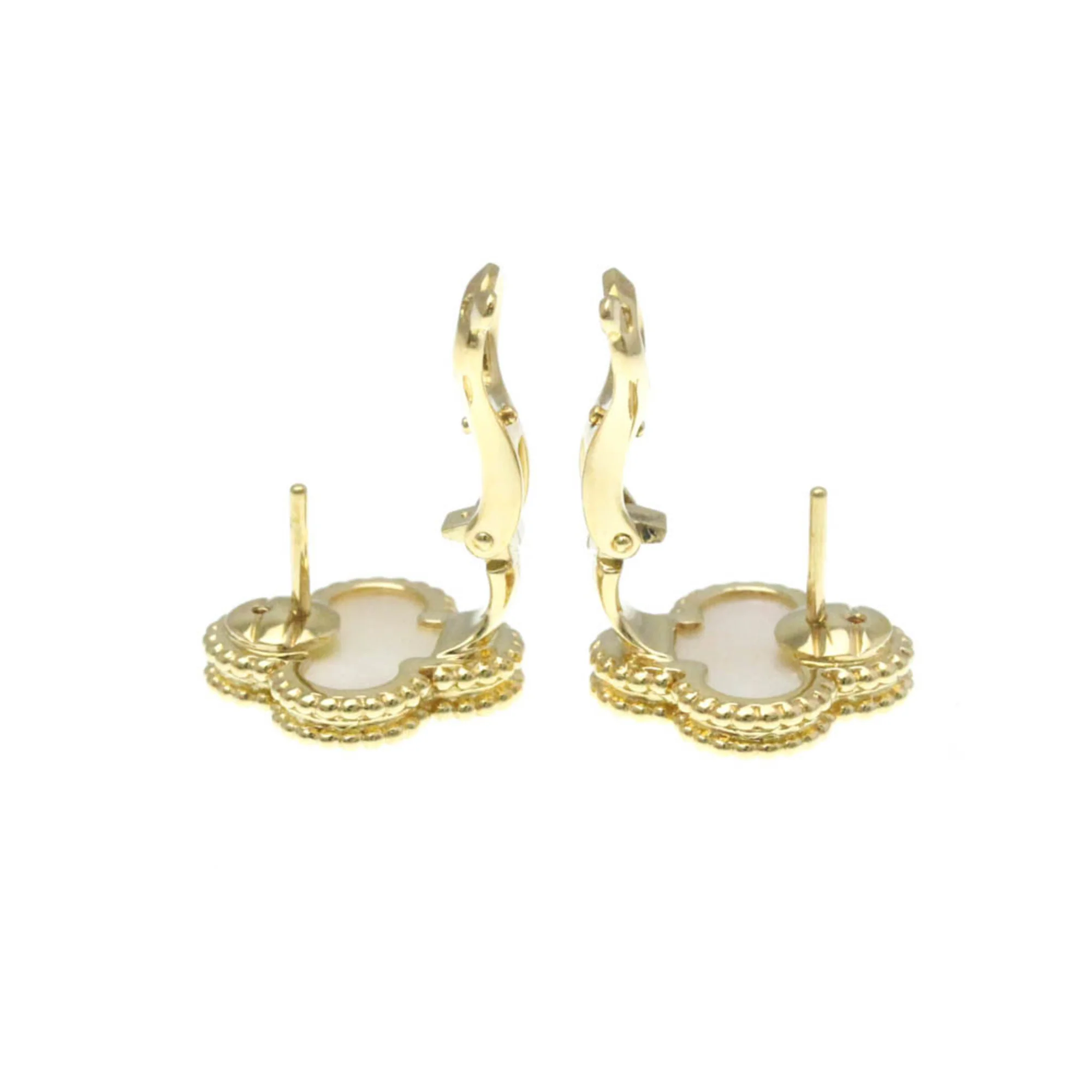 Vintage Alhambra Earrings 18K Yellow Gold and Mother of Pearl 18K Yellow Gold - Image 6