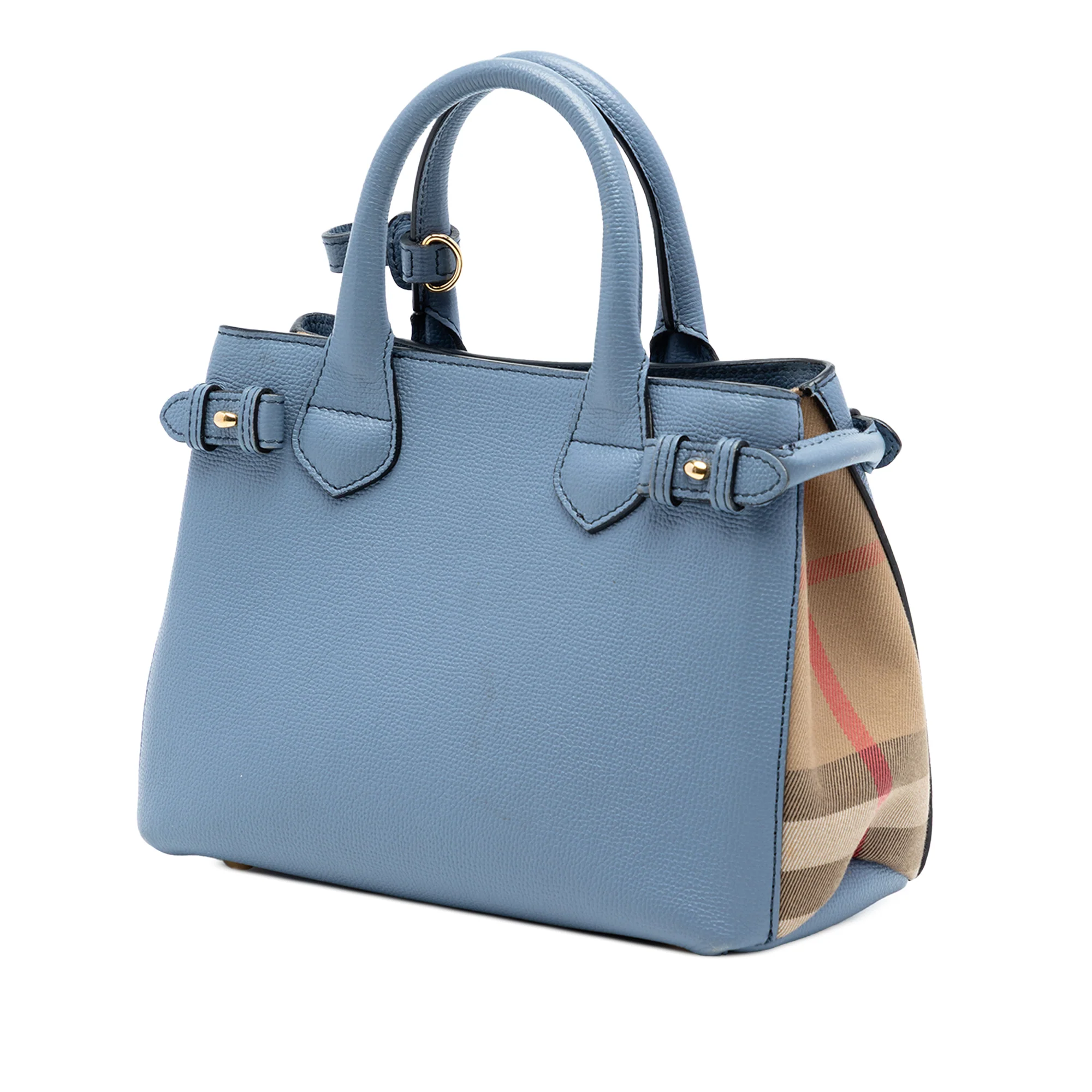 Banner Tote Leather and House Check Canvas Small - Image 2