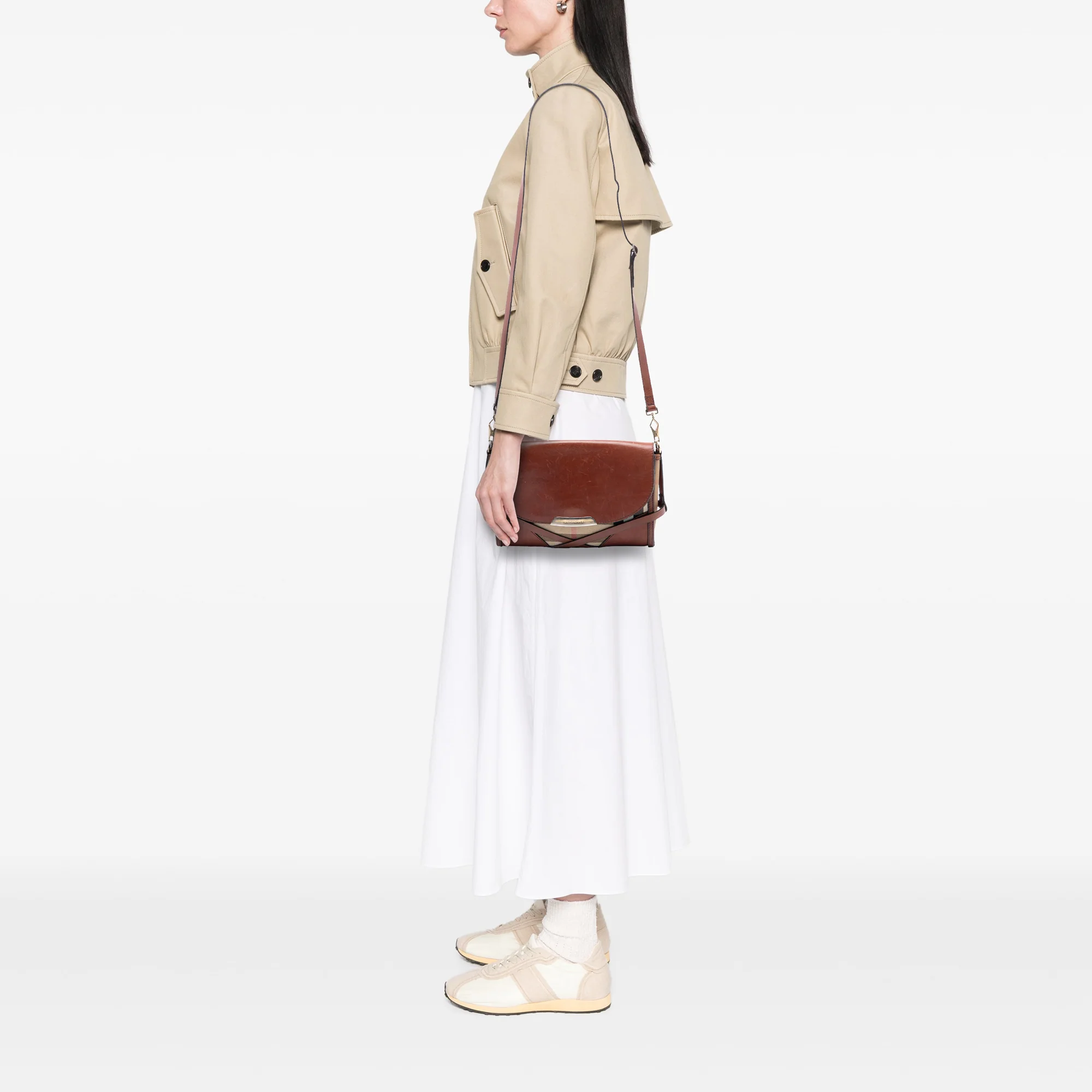 Bridle Abbott Crossbody Bag House Check Canvas and Leather Small - Image 6