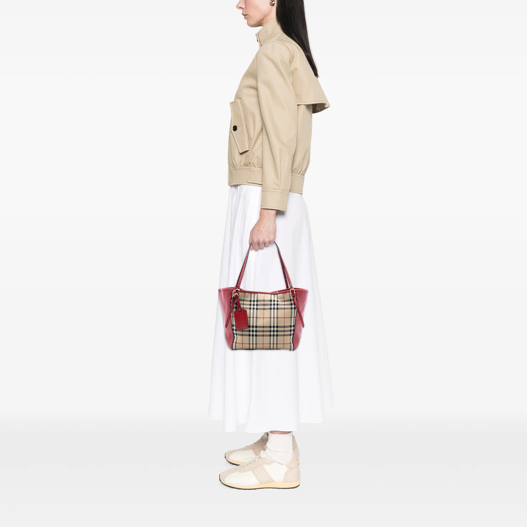Canterbury Tote Horseferry Check Canvas and Leather Small - Image 7