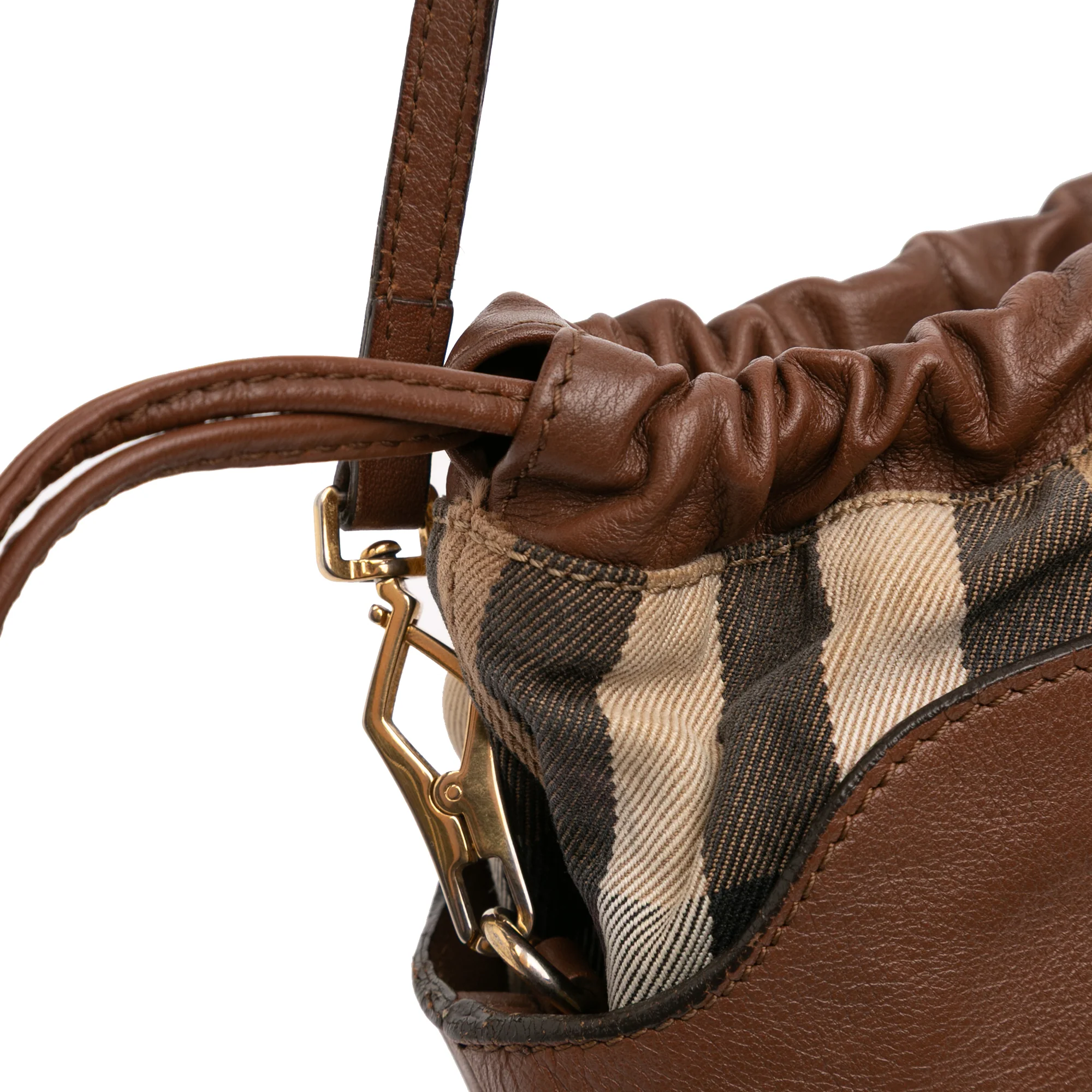Little Crush Crossbody Bag Leather and House Check Canvas - Image 9