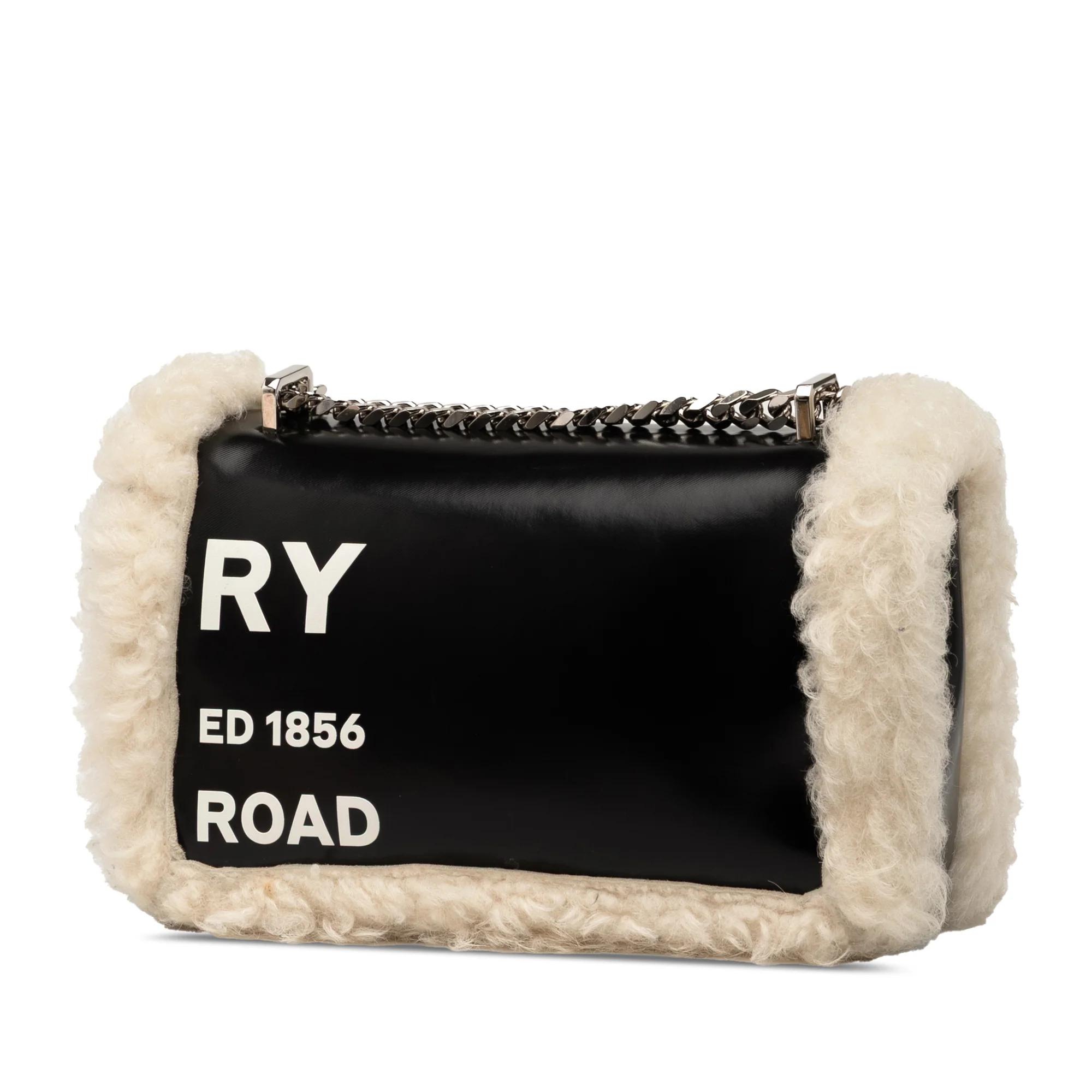 Lola Shoulder Bag Printed Coated Canvas with Shearling Small - Image 2