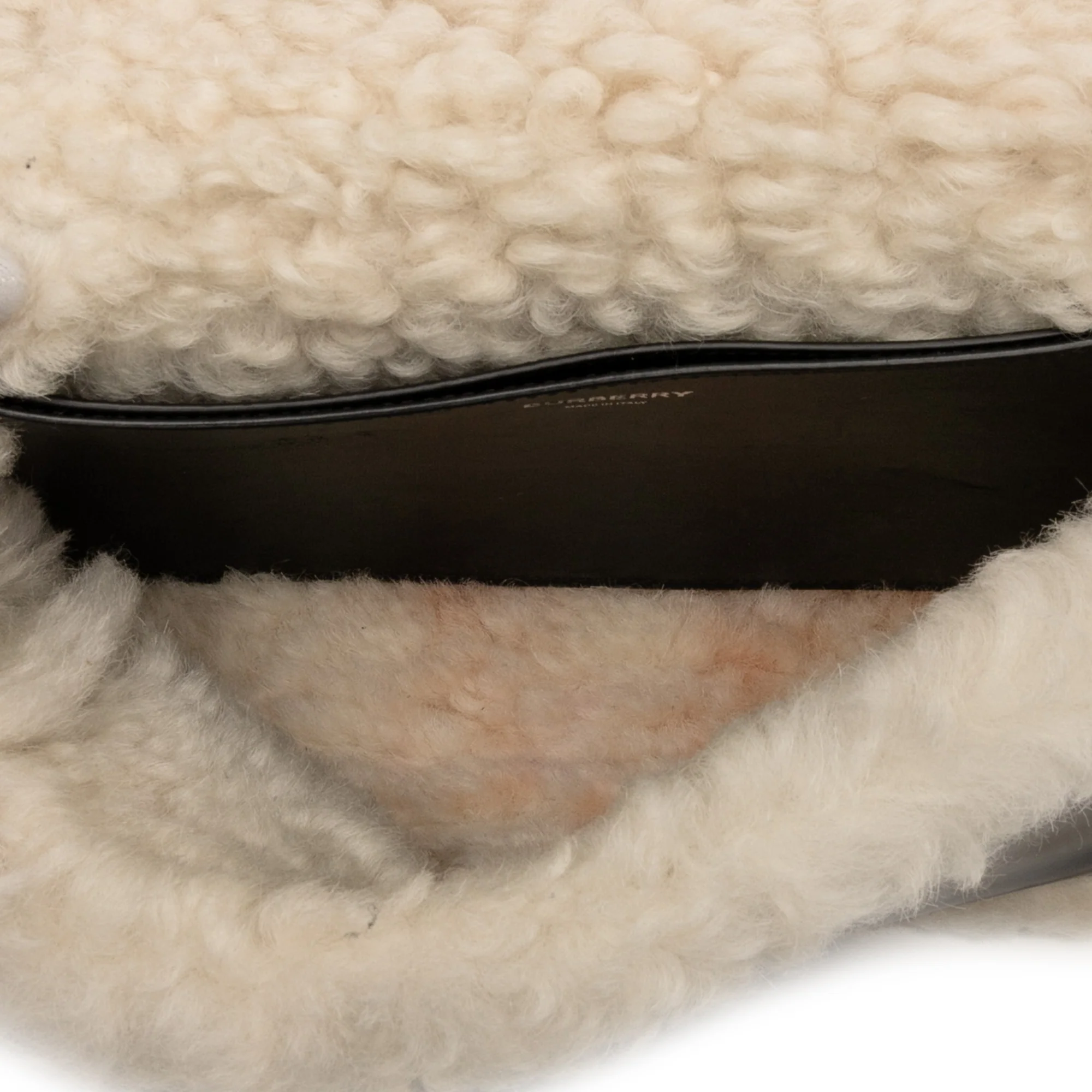 Lola Shoulder Bag Printed Coated Canvas with Shearling Small - Image 4