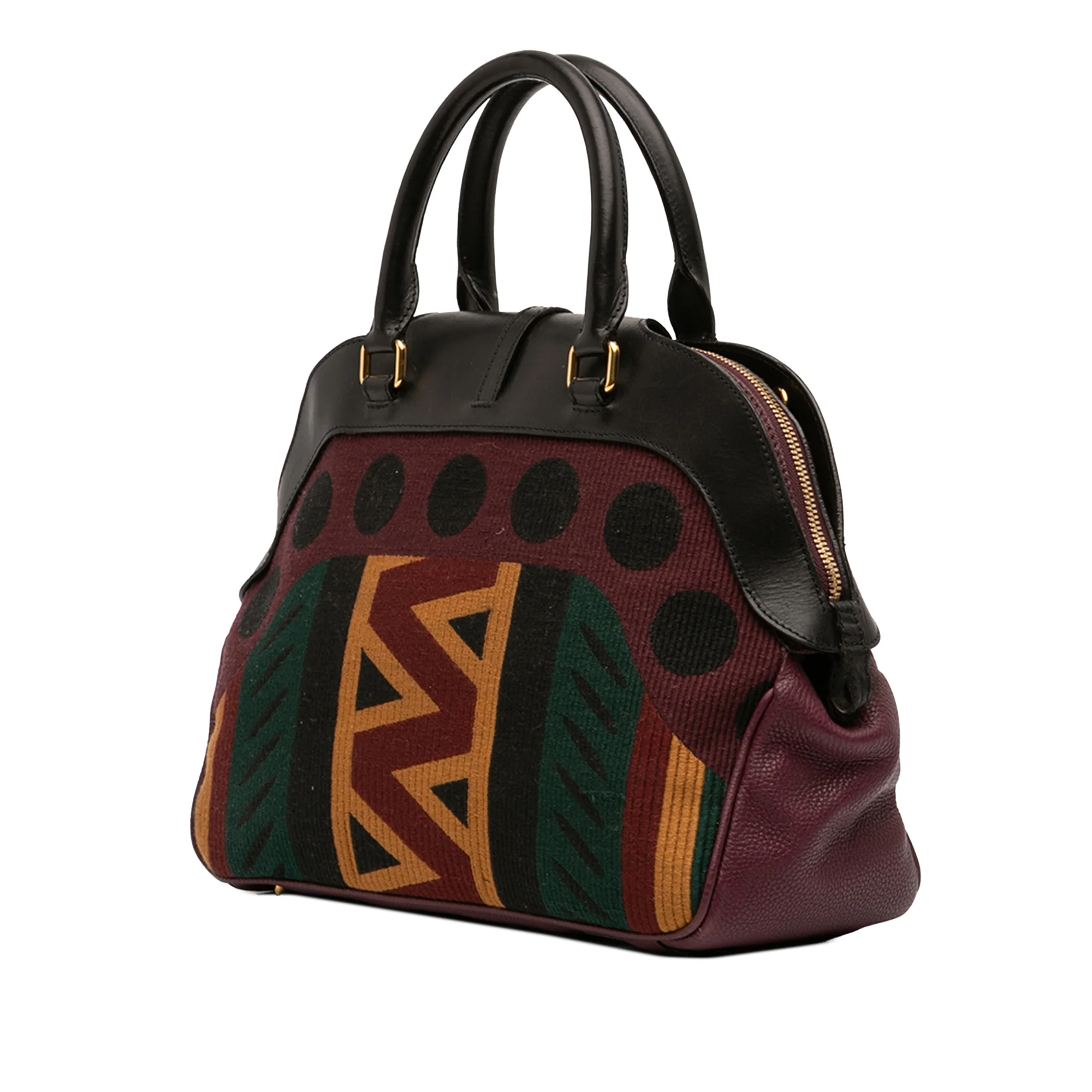 Milverton Dome Bowling Bag Tapestry with Leather Medium - Image 2