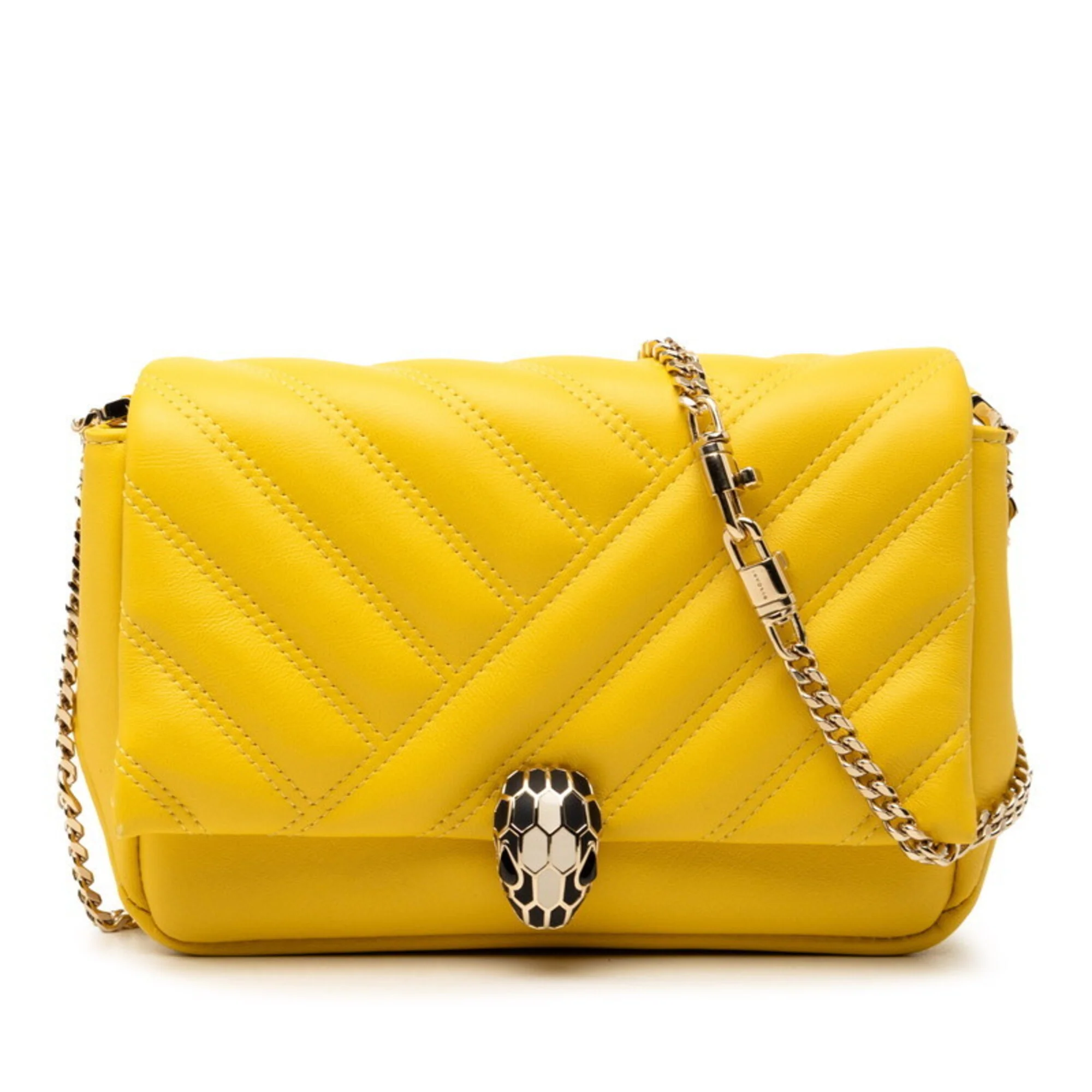 Serpenti Cabochon Shoulder Bag Diagonal Quilted Leather Small