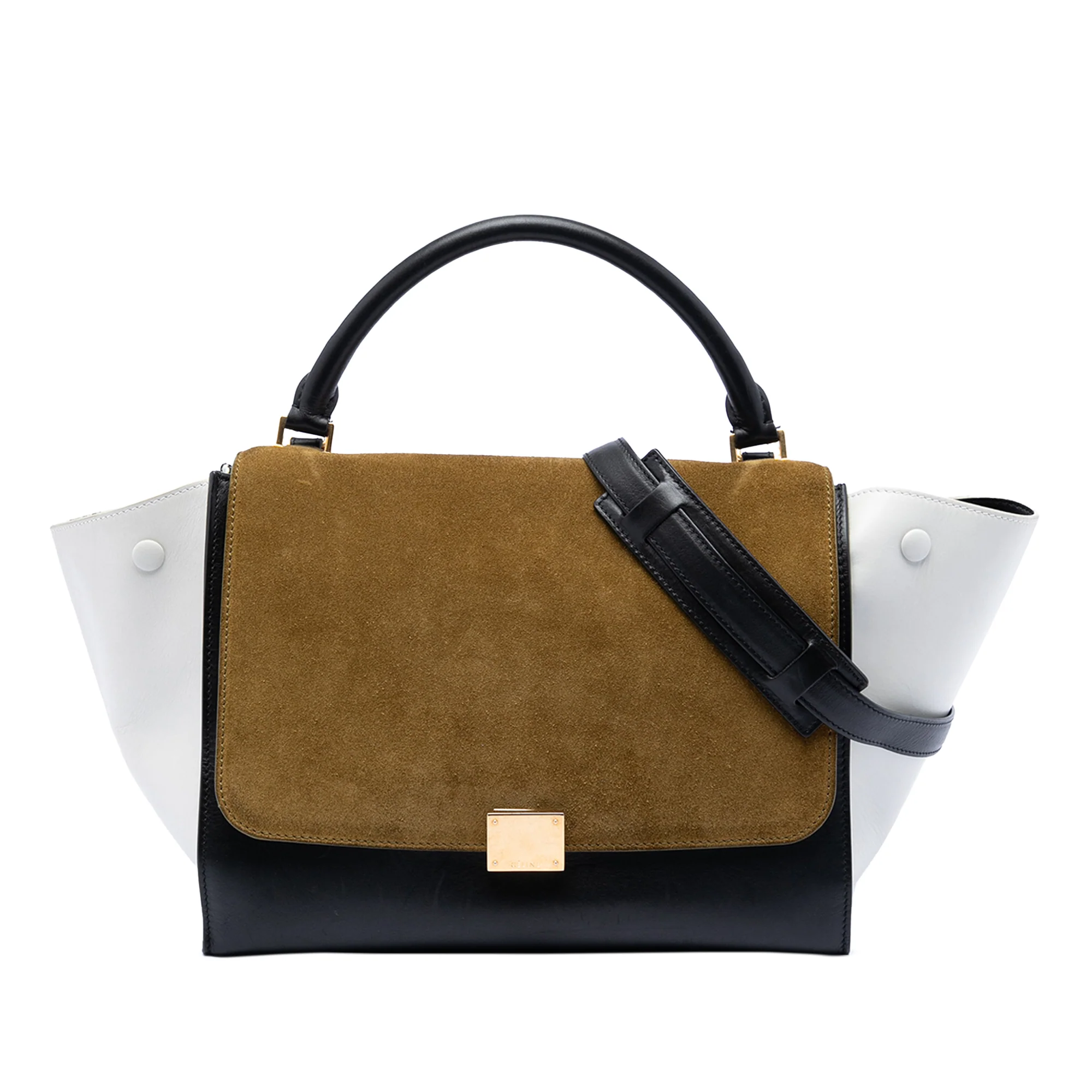 Tricolor Trapeze Bag Suede Medium