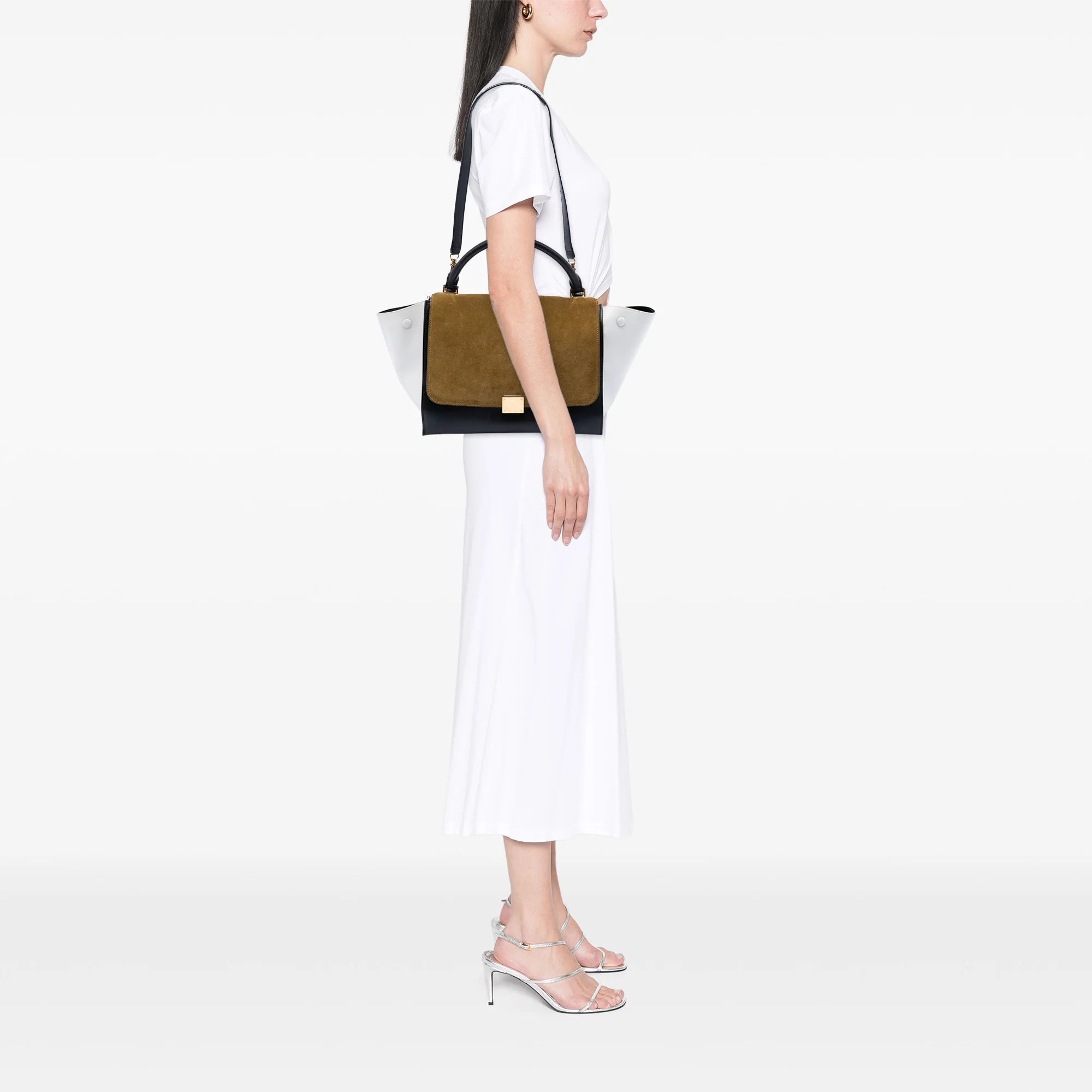 Tricolor Trapeze Bag Suede Medium - Image 7