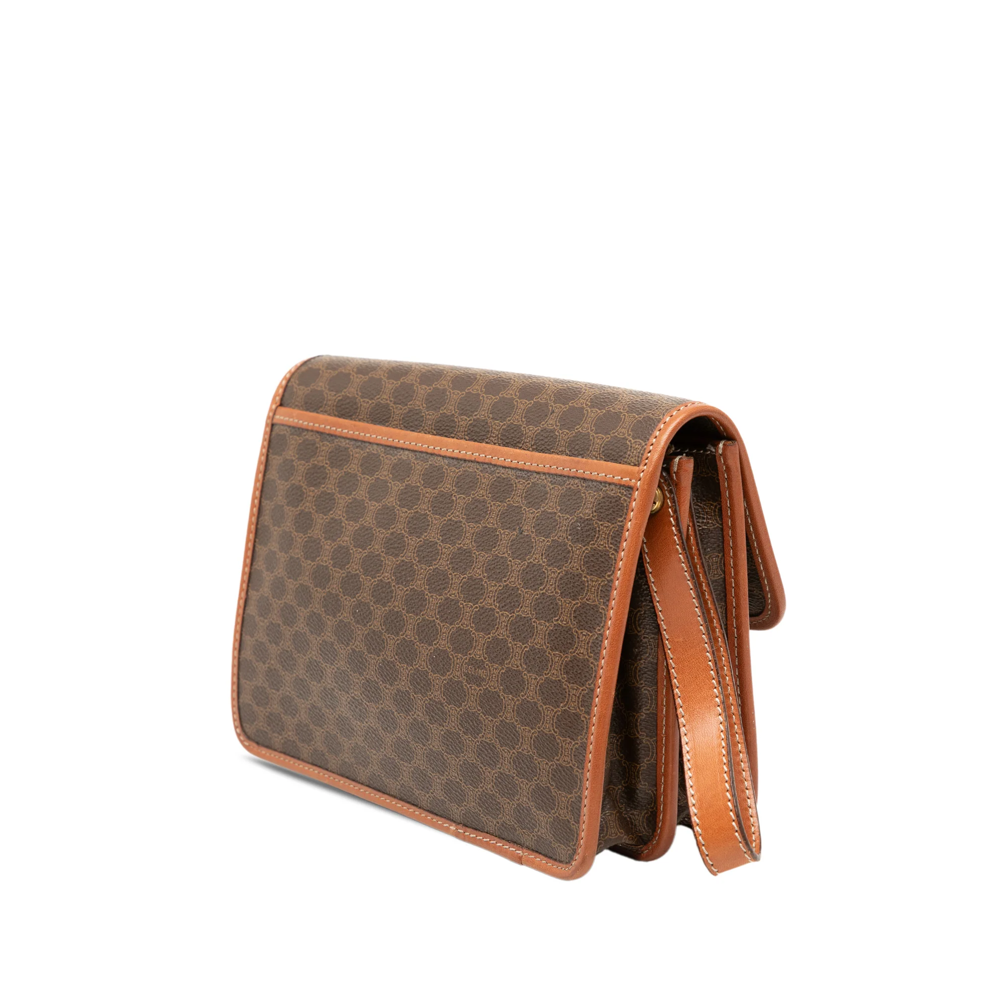 Vintage Saddle Flap Shoulder Bag Macadam Coated Canvas Small - Image 2