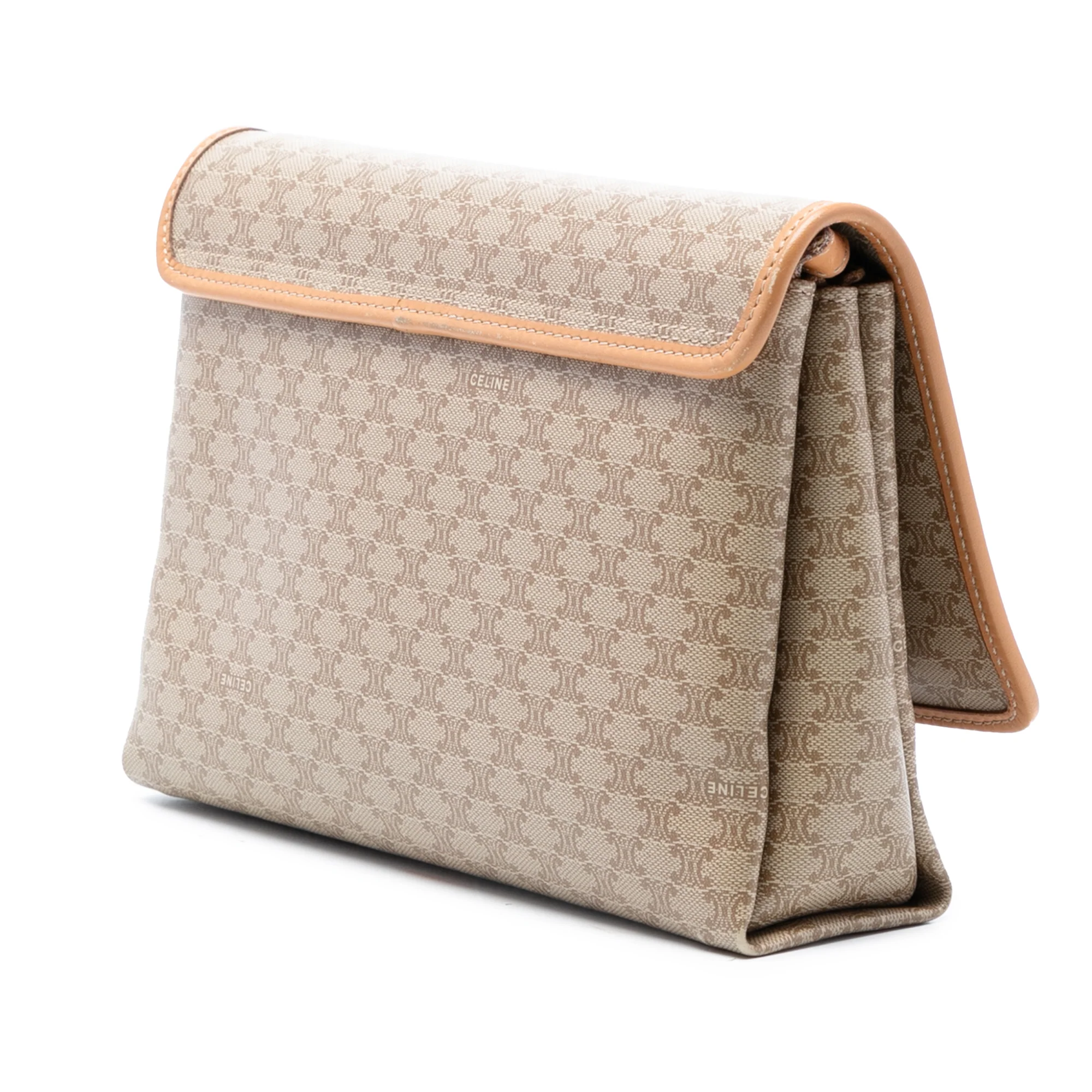 Vintage Saddle Flap Shoulder Bag Macadam Coated Canvas Small - Image 2