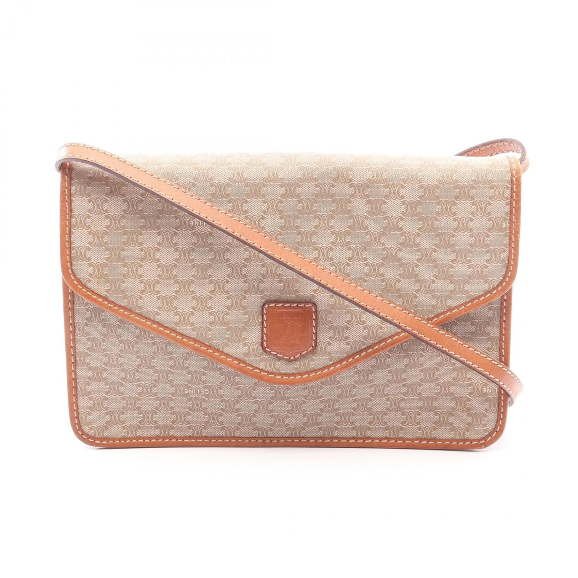 Vintage Saddle Flap Shoulder Bag Macadam Coated Canvas Small
