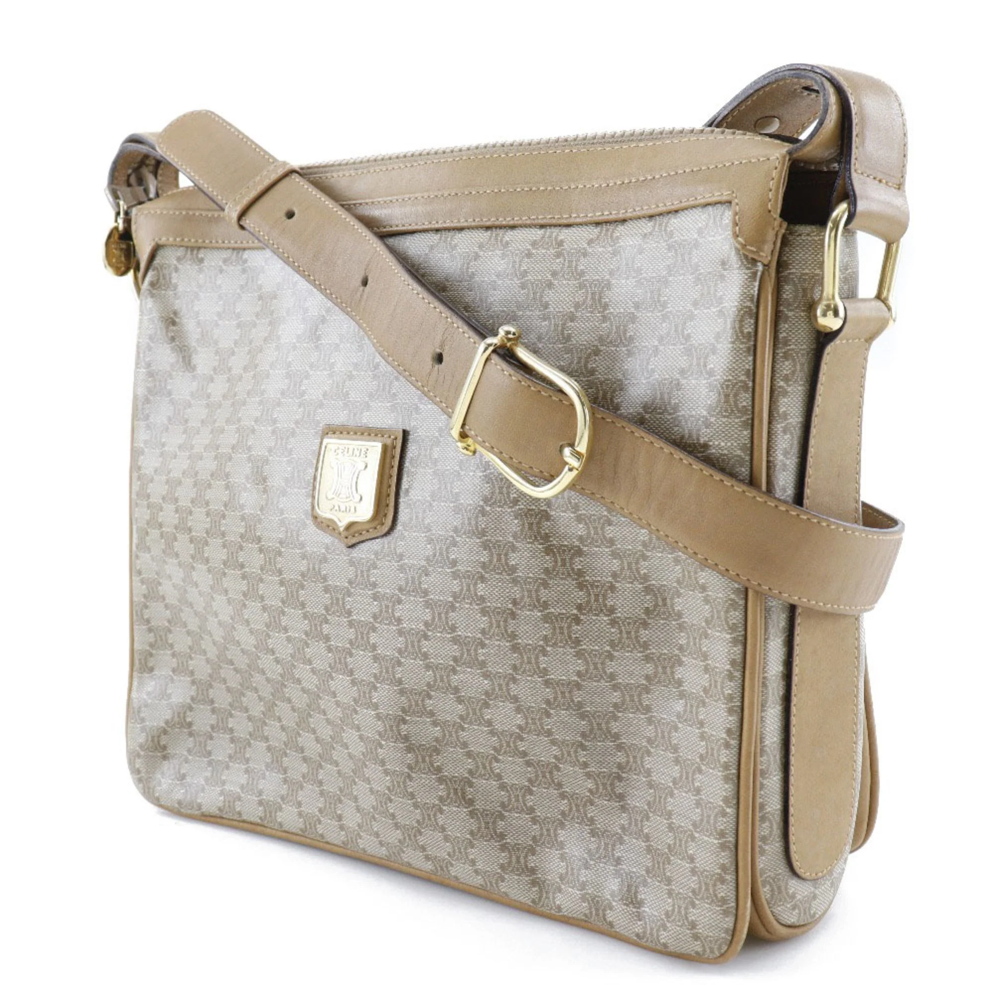 Vintage Saddle Flap Shoulder Bag Macadam Coated Canvas Small - Image 2