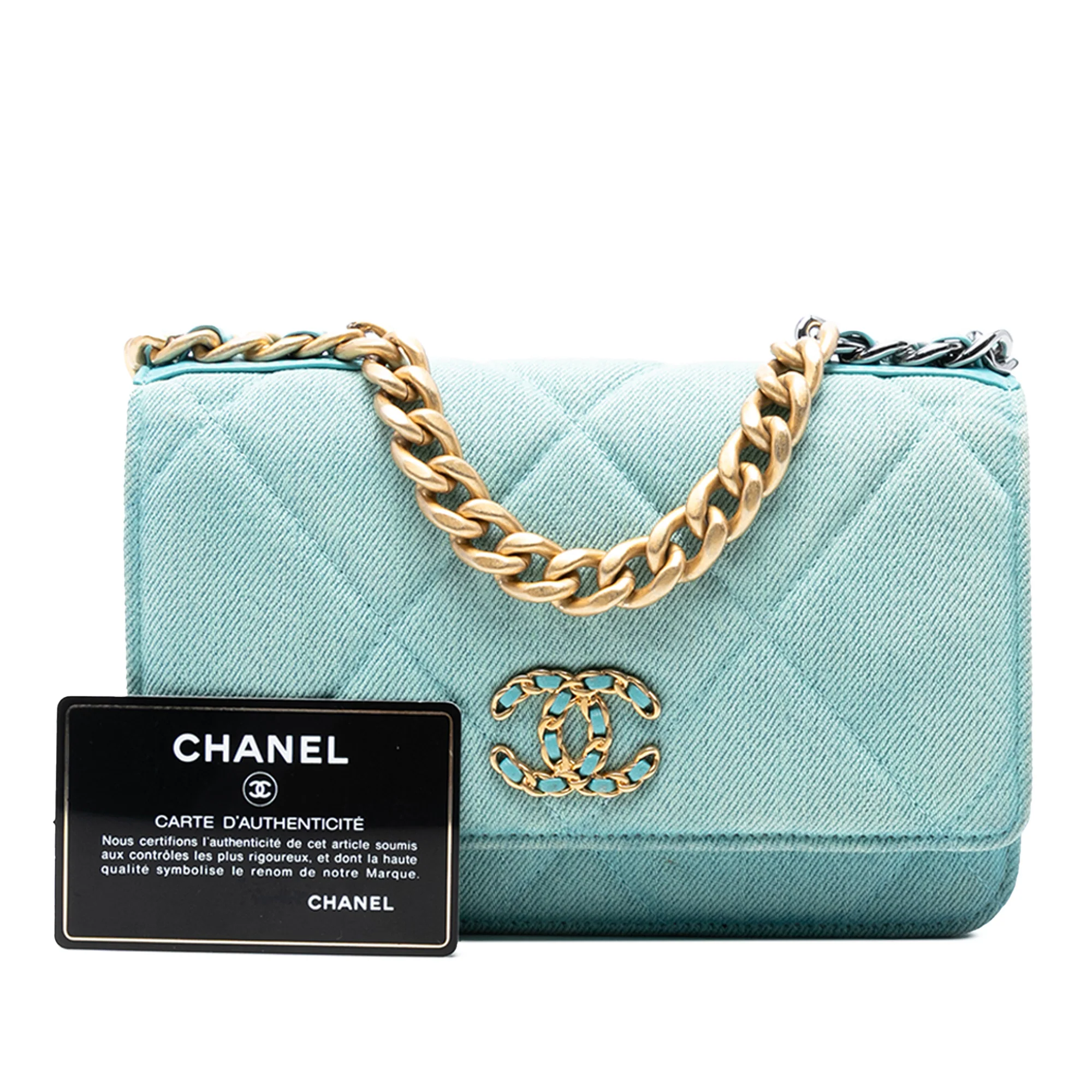 19 Wallet on Chain Quilted Denim - Image 8