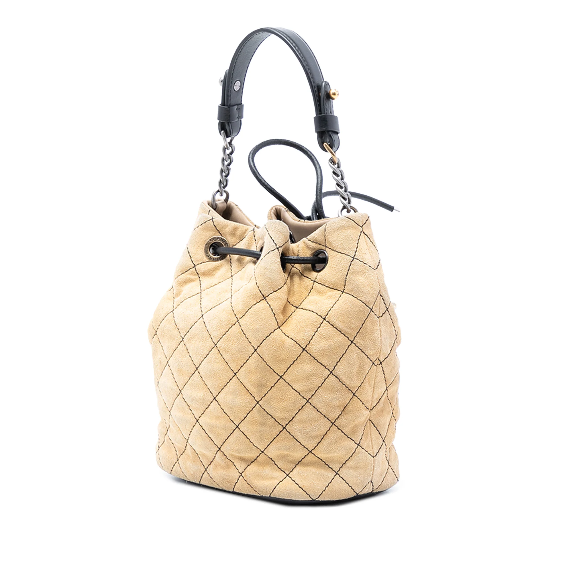 CC Chain Drawstring Bucket Bag Quilted Lambskin Small - Image 2