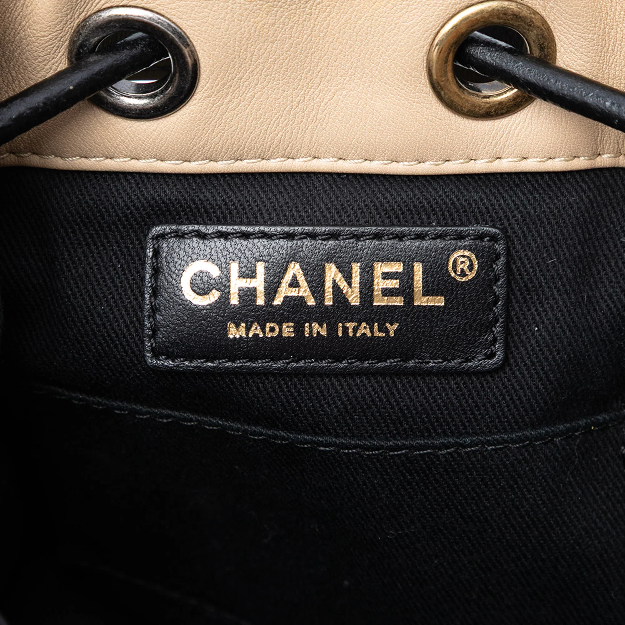 CC Chain Drawstring Bucket Bag Quilted Lambskin Small - Image 5