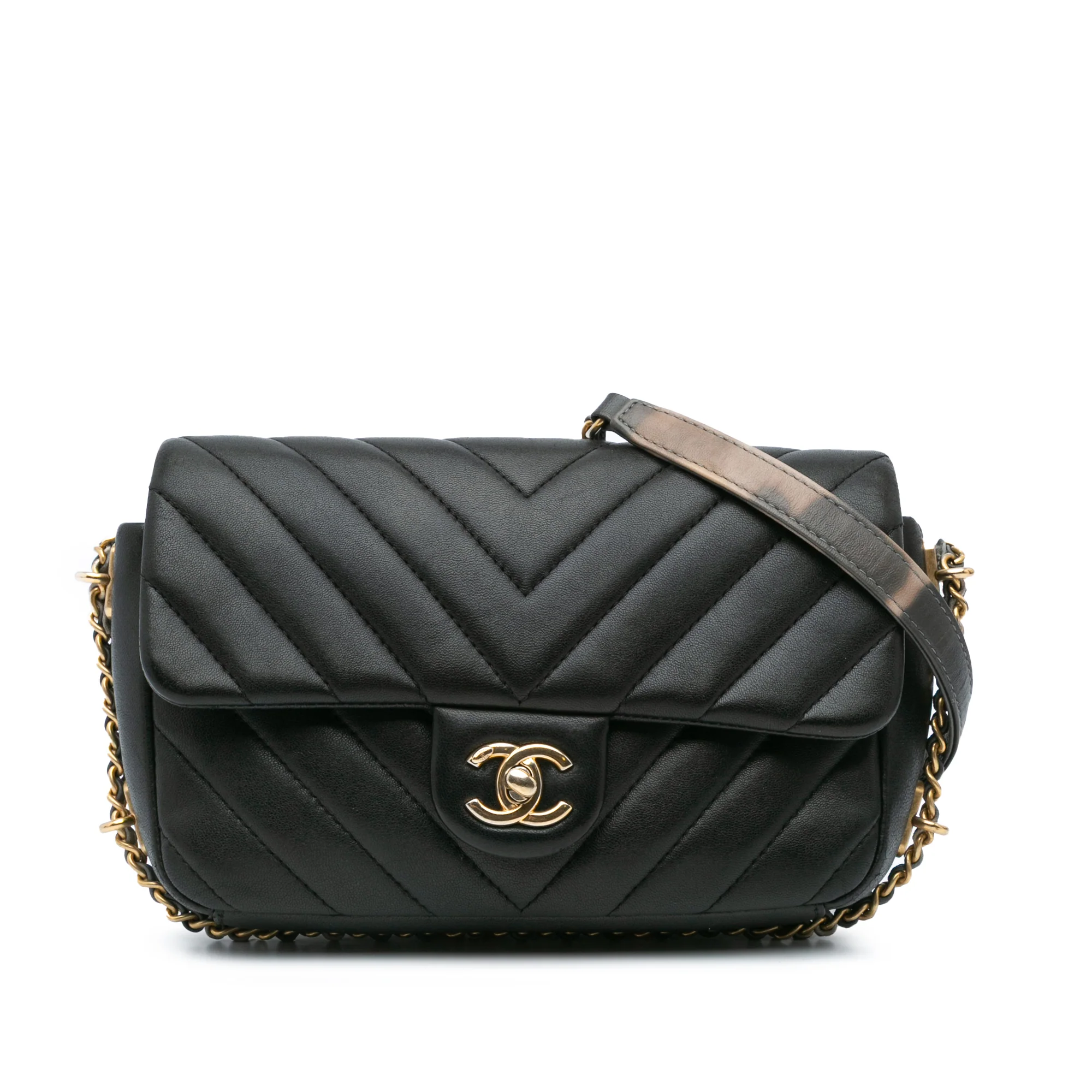 Chain Around CC Flap Bag Chevron Lambskin Mini