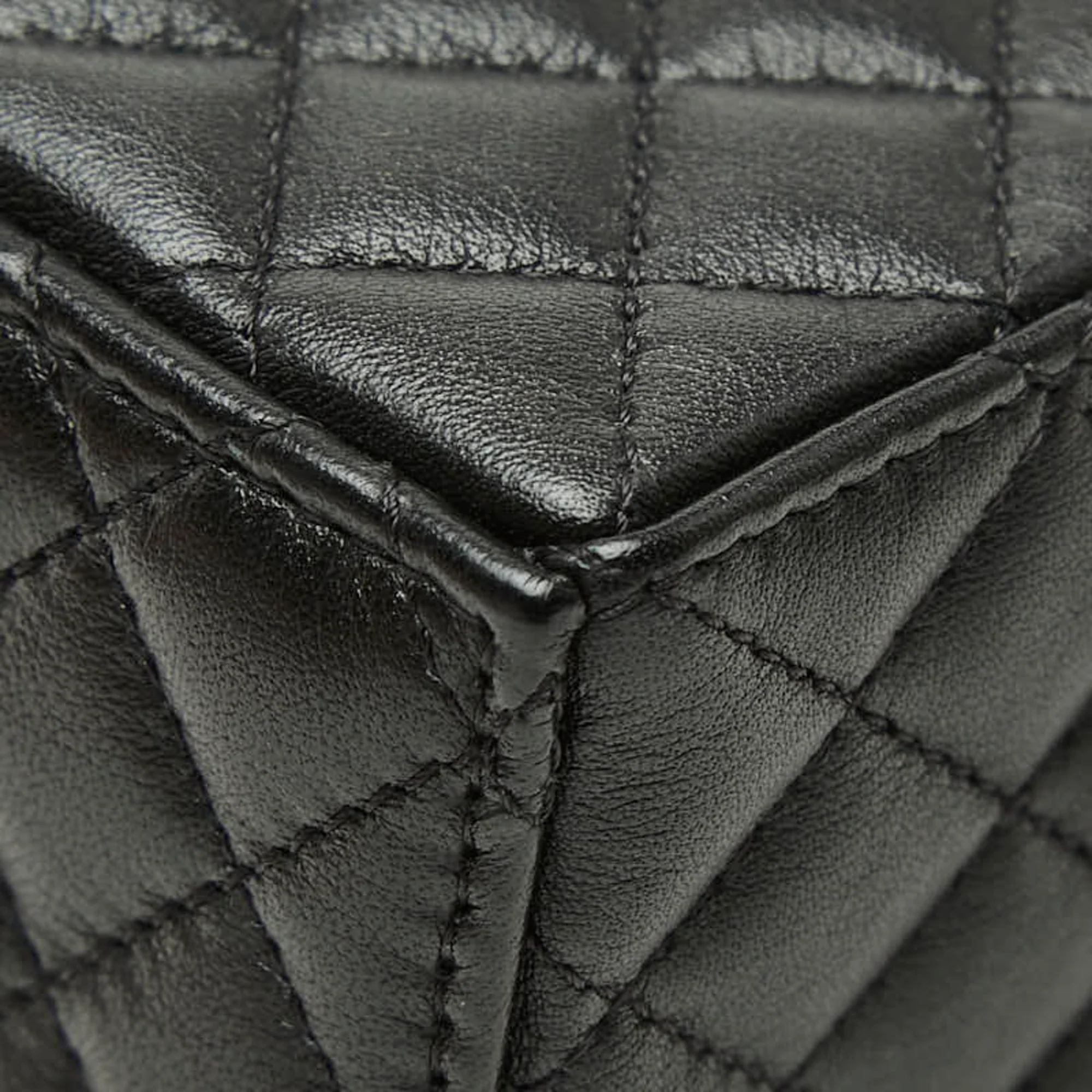 Drawstring Square Bucket Bag Quilted Calfskin Mini - Image 6