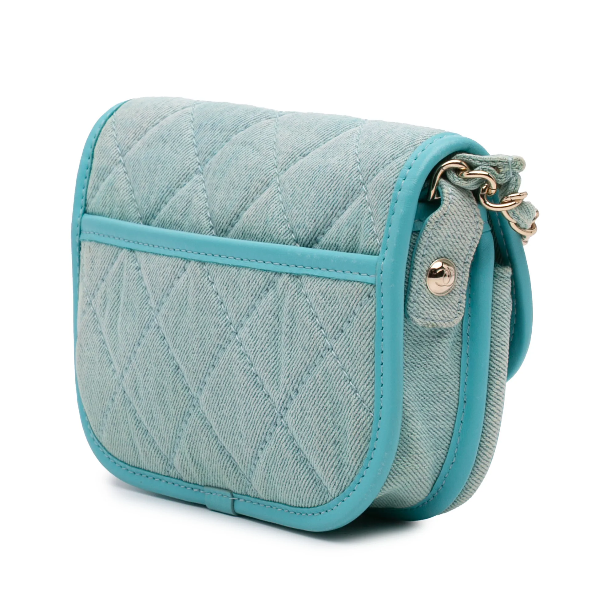 Flap Messenger Bag Quilted Denim Small - Image 2