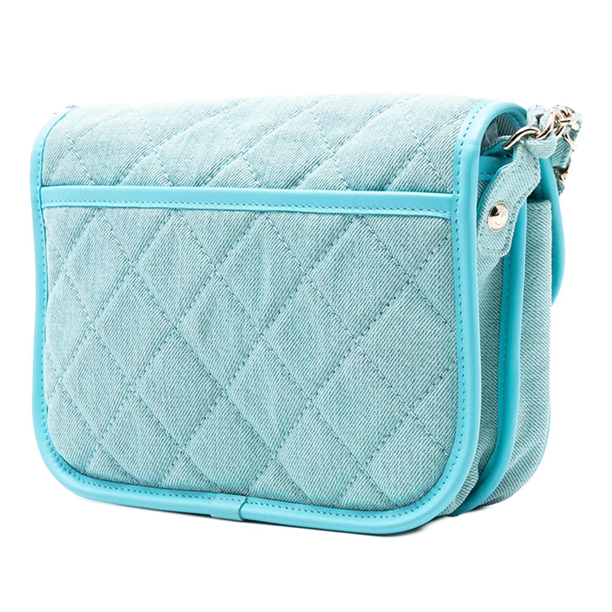 Flap Messenger Bag Quilted Denim Small - Image 2