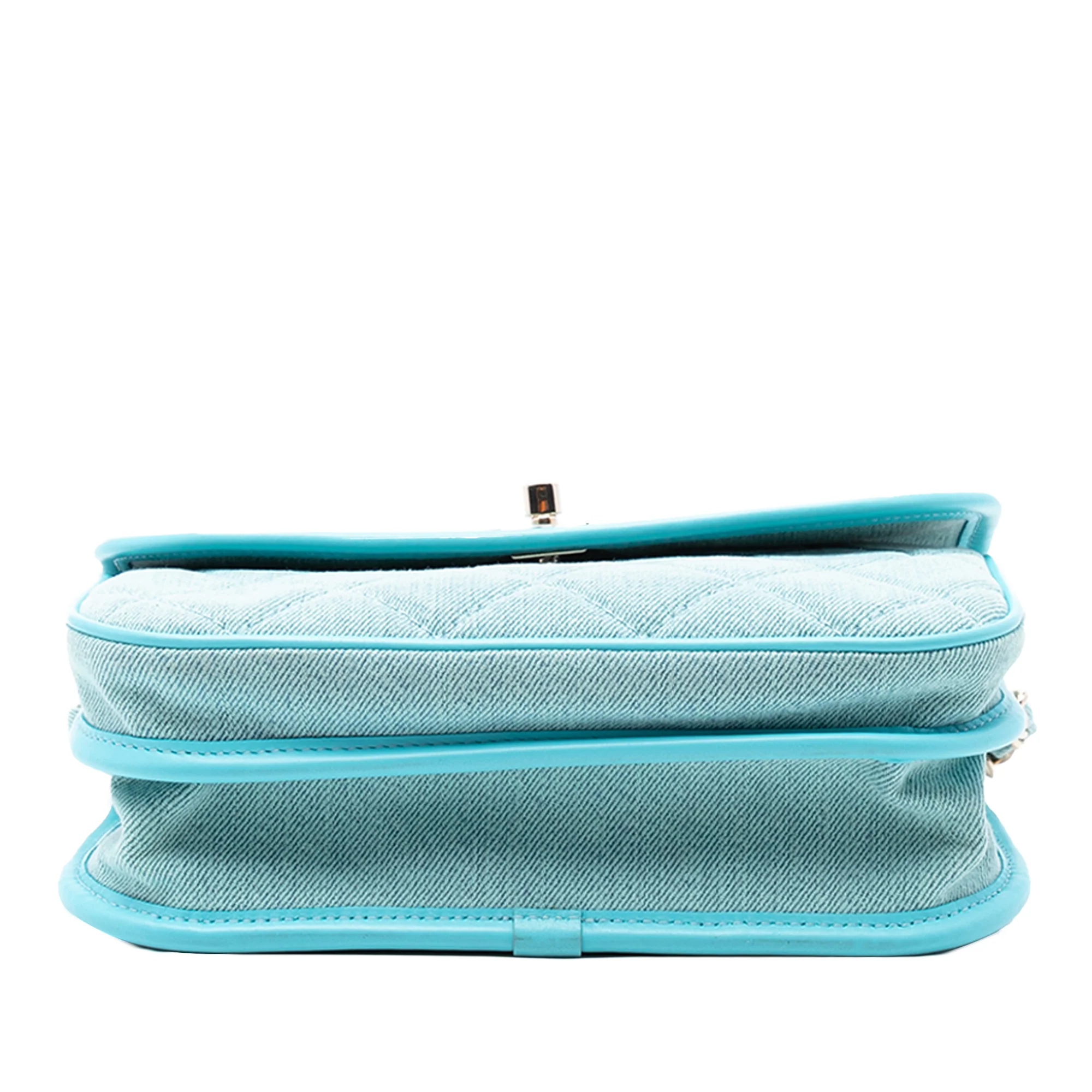 Flap Messenger Bag Quilted Denim Small - Image 3