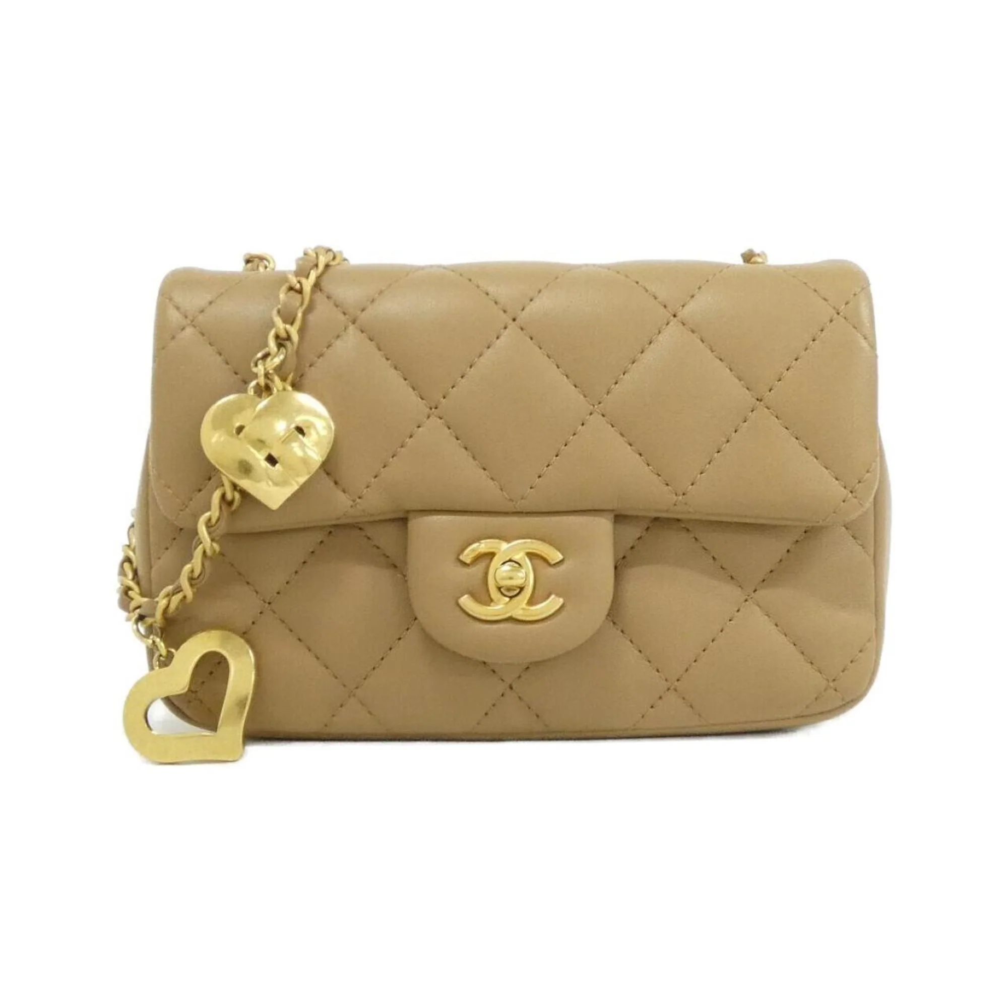 Heart Charms Flap Bag Quilted Lambskin Mini