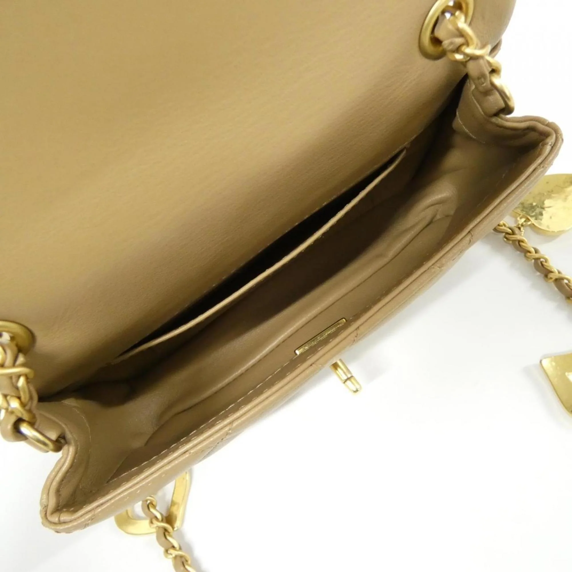 Heart Charms Flap Bag Quilted Lambskin Mini - Image 9