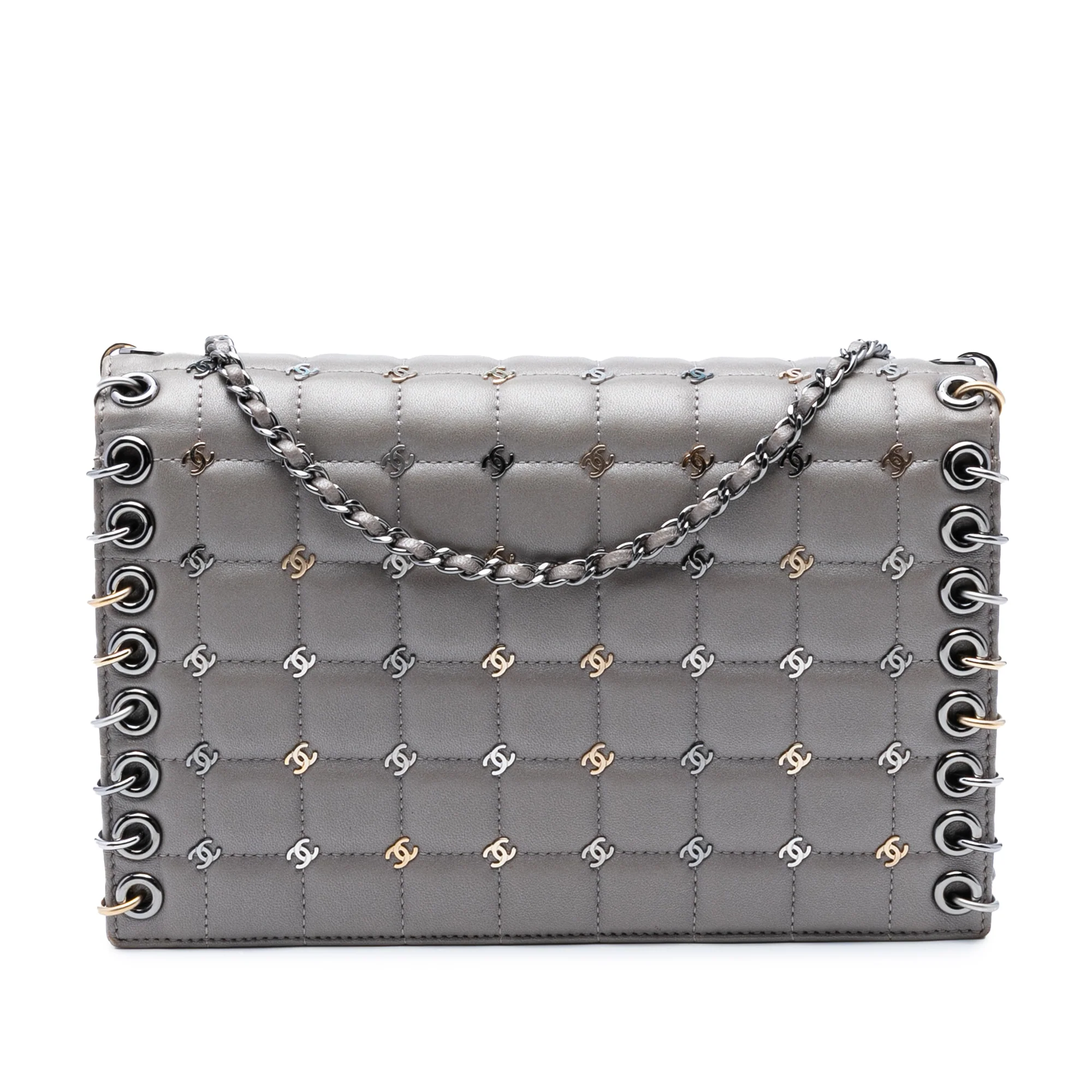 Piercing Chain Flap Bag CC Studded Quilted Lambskin Small