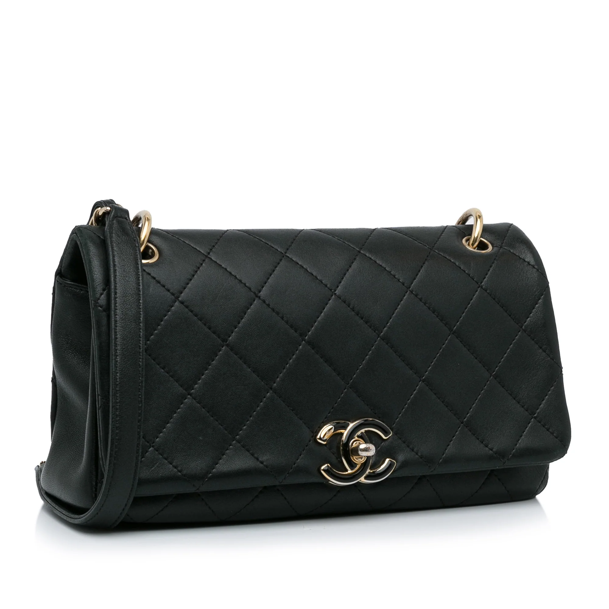 Twist Chain Enamel CC Flap Bag Quilted Lambskin Medium - Image 2
