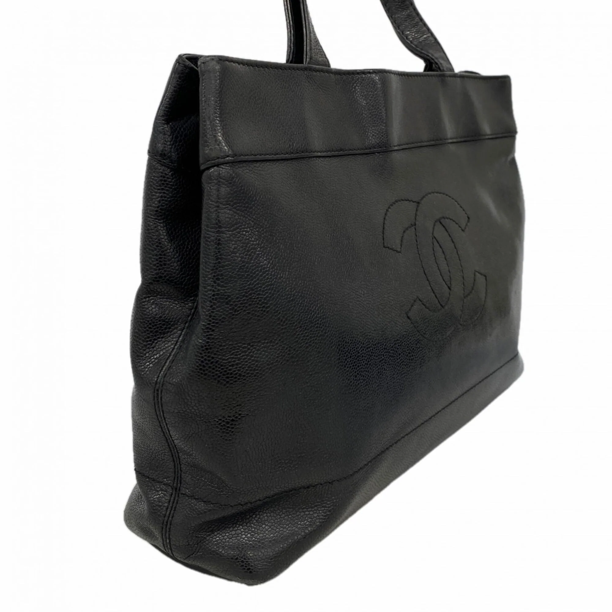 Vintage CC Open Tote Caviar Large - Image 2