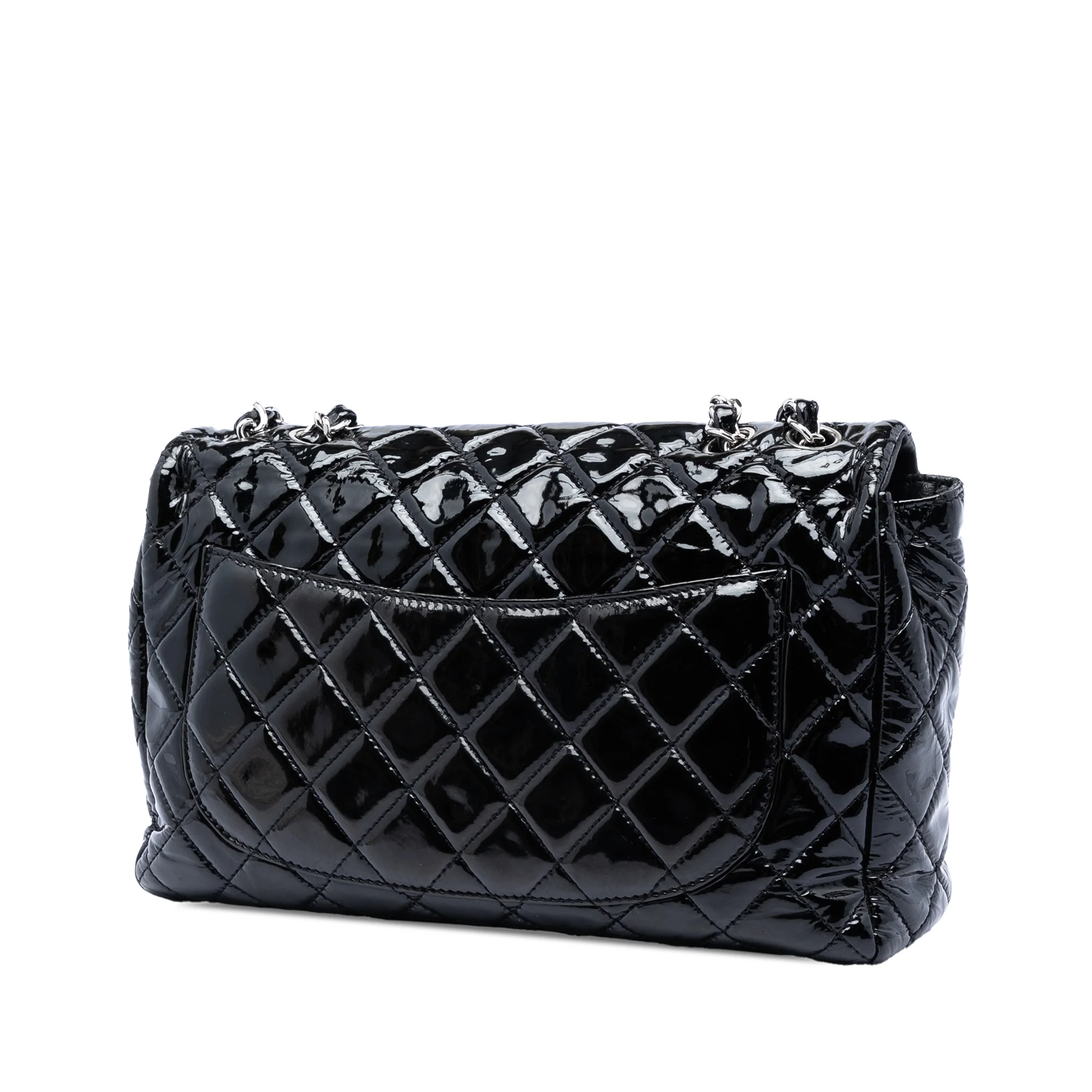 Vintage Classic Single Flap Bag Quilted Patent Jumbo - Image 2