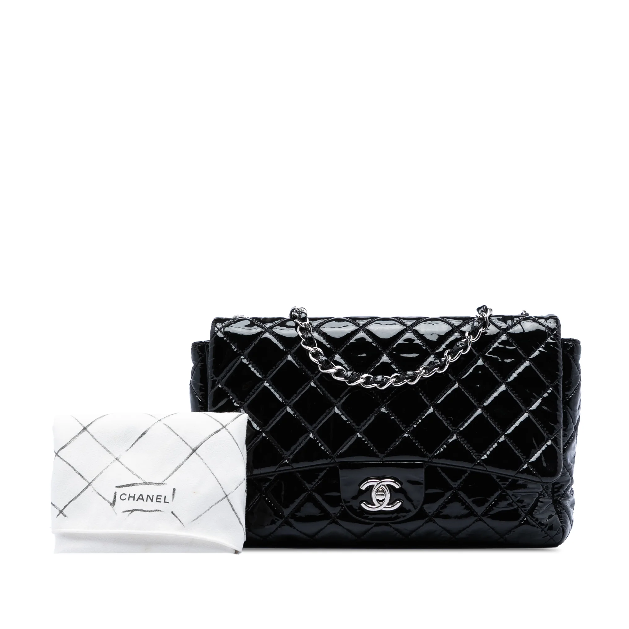 Vintage Classic Single Flap Bag Quilted Patent Jumbo - Image 6