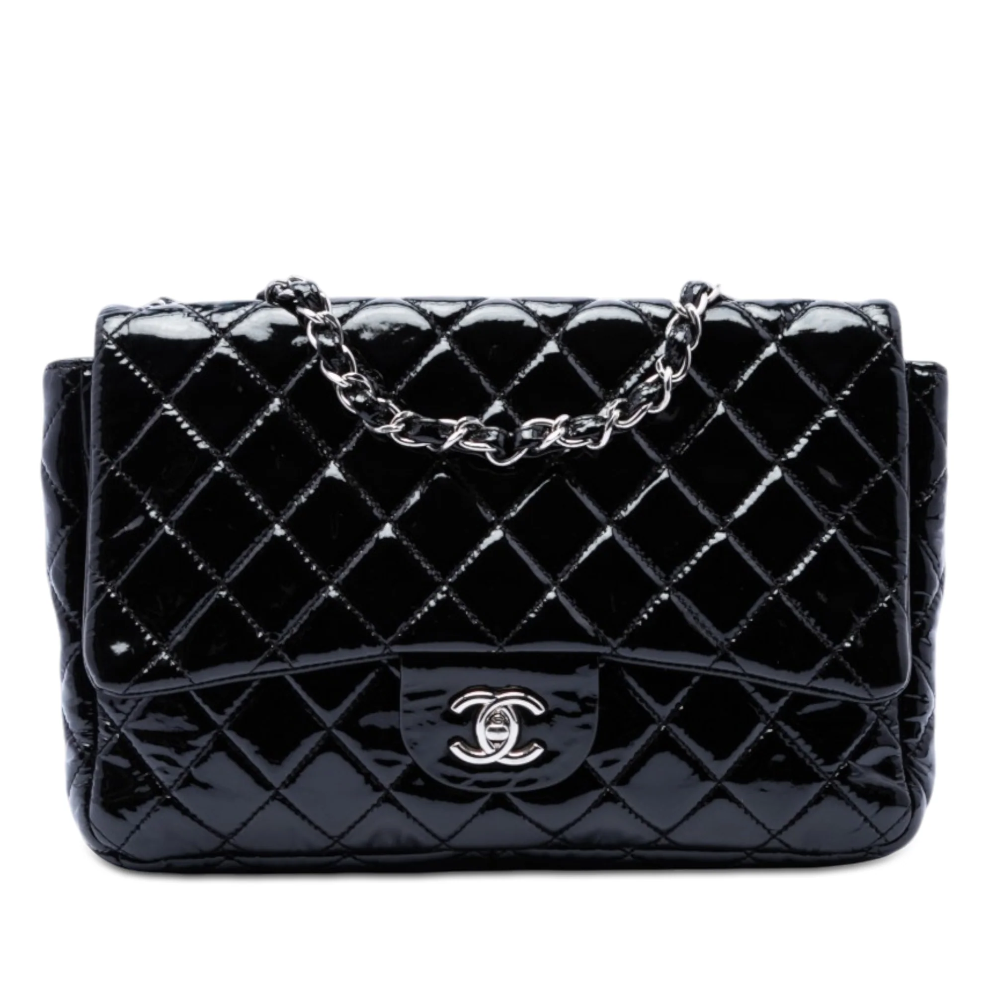 Vintage Classic Single Flap Bag Quilted Patent Jumbo