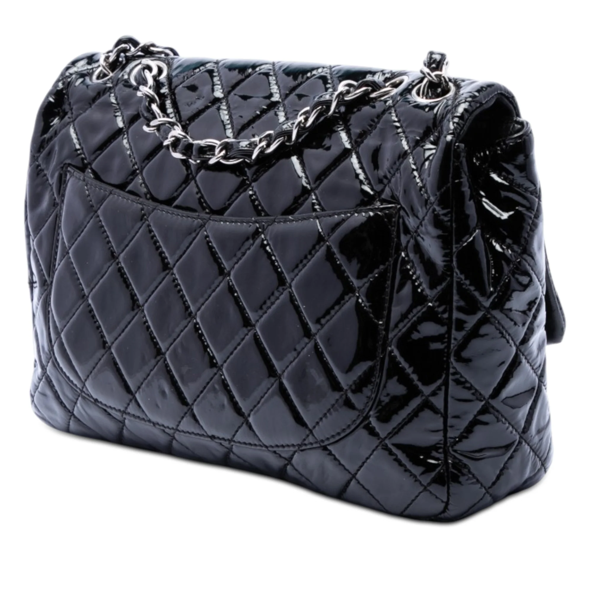 Vintage Classic Single Flap Bag Quilted Patent Jumbo - Image 2