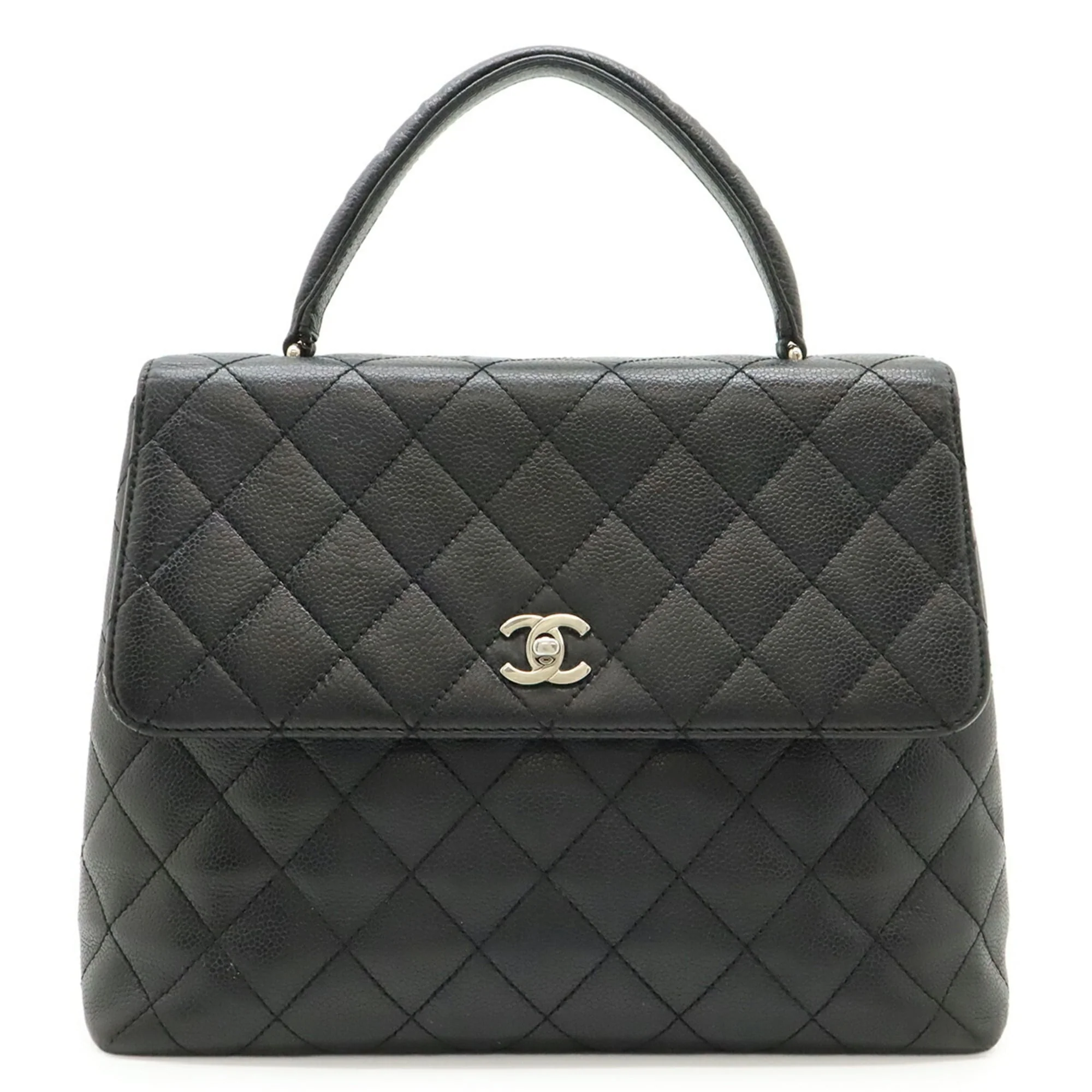 Vintage Classic Top Handle Flap Bag Quilted Caviar Jumbo