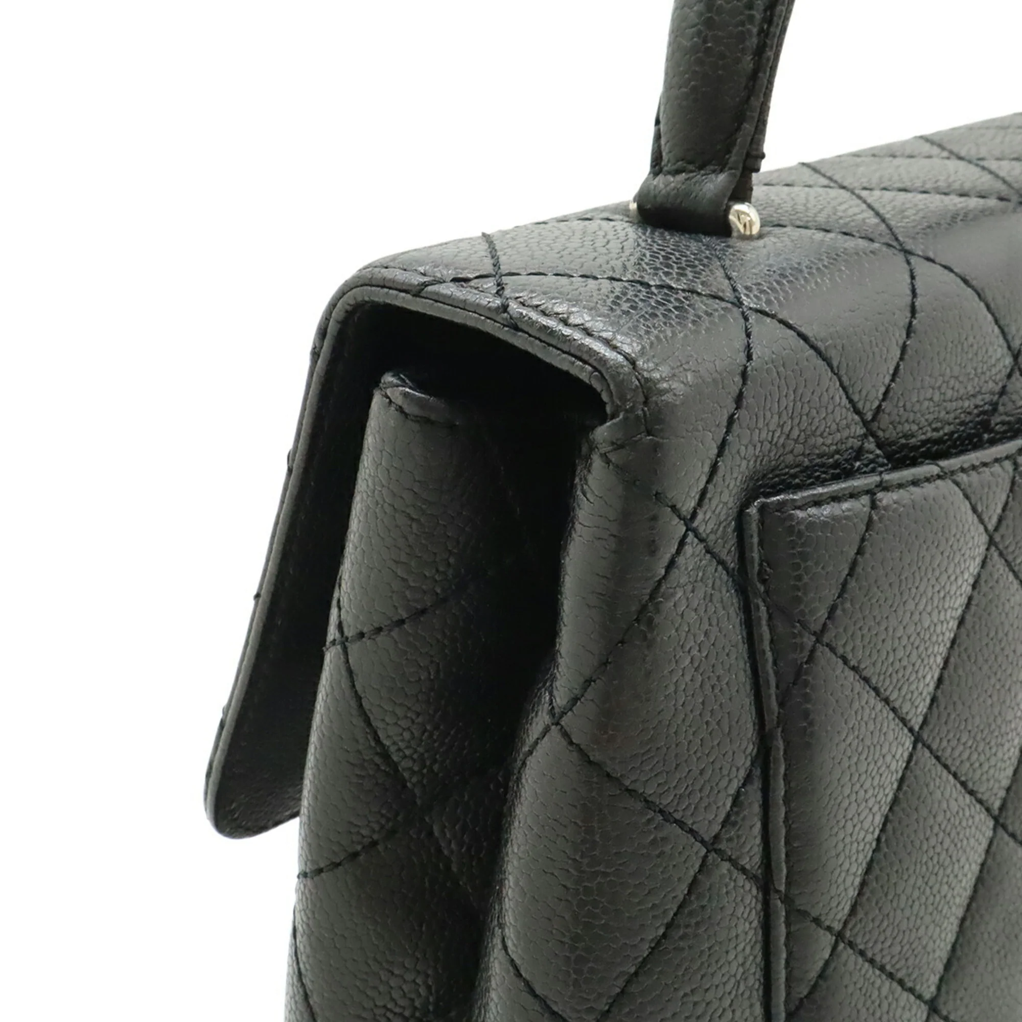 Vintage Classic Top Handle Flap Bag Quilted Caviar Jumbo - Image 5