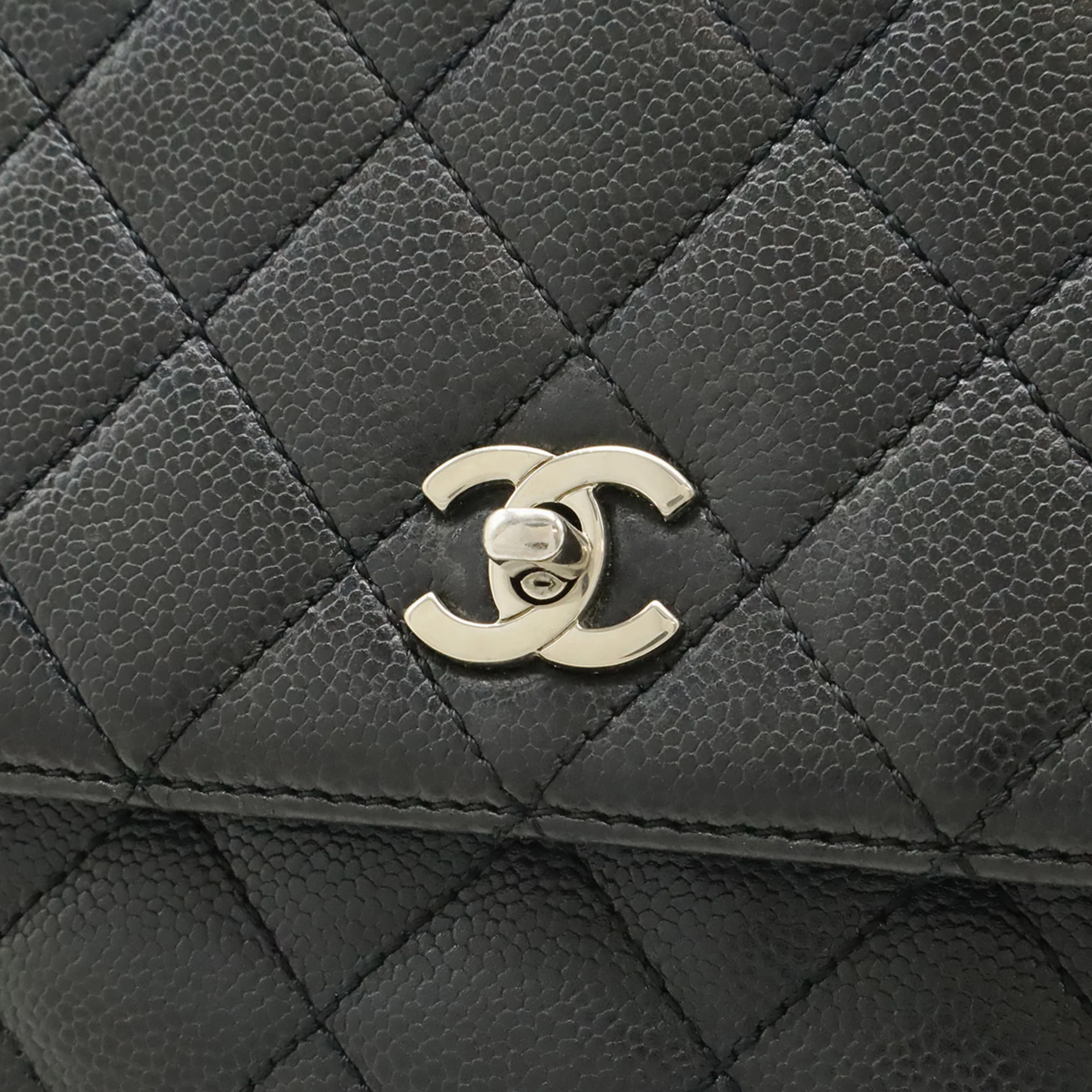 Vintage Classic Top Handle Flap Bag Quilted Caviar Jumbo - Image 8
